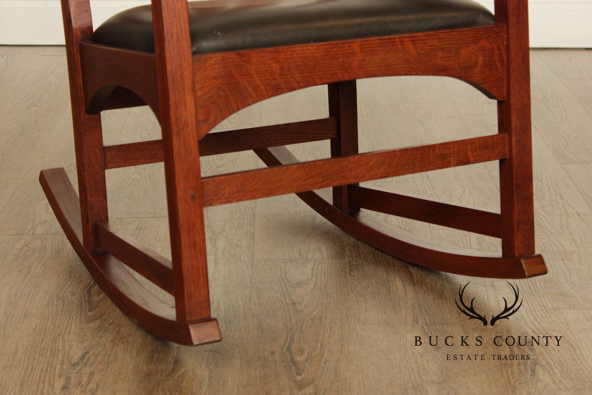 Stickley Mission Collection Harvey Ellis Inlaid Oak Rocker