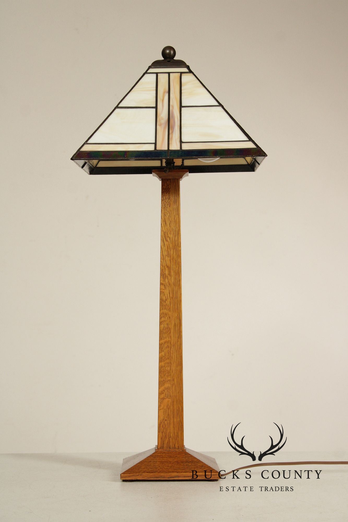 Stickley Mission Collection Oak Square Base Table Lamp