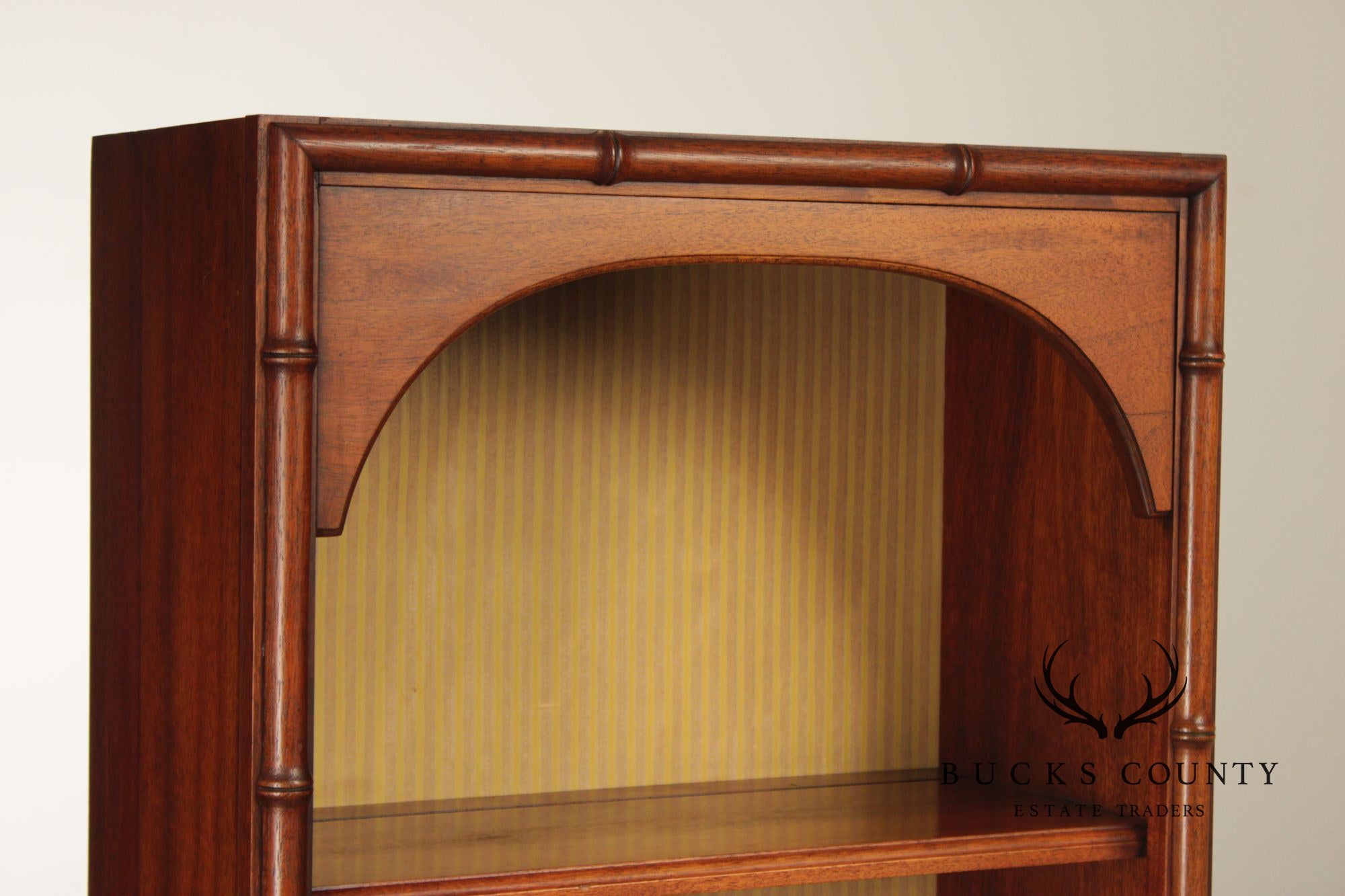 Butler Vintage Pair Of Faux Bamboo Mahogany Bookcases