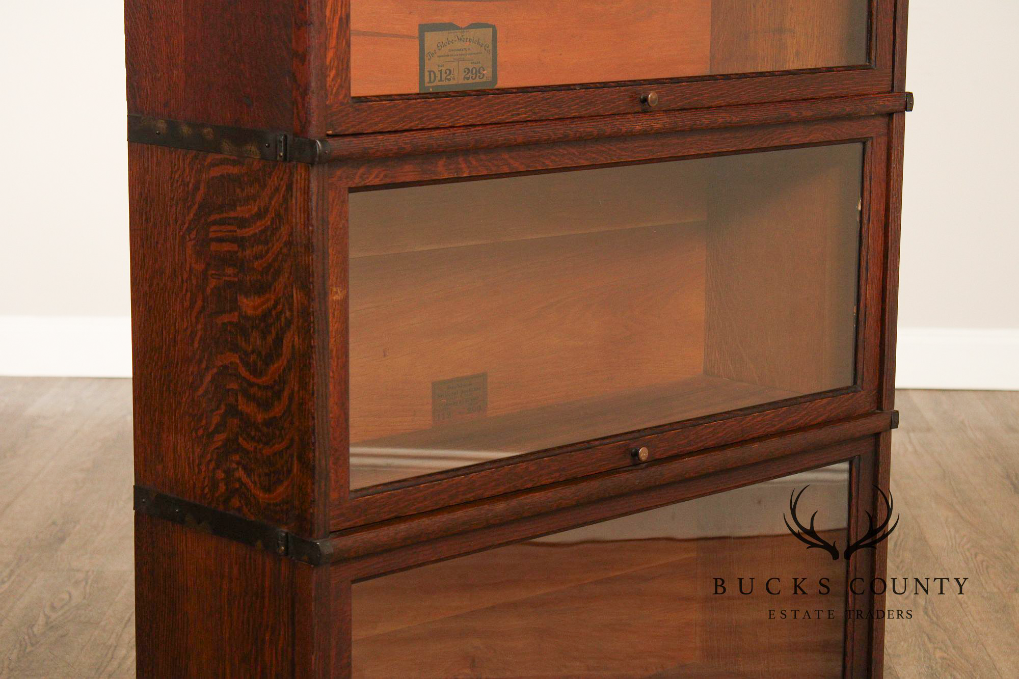 Globe Wernicke Antique Oak Three-Stack Barrister Bookcase