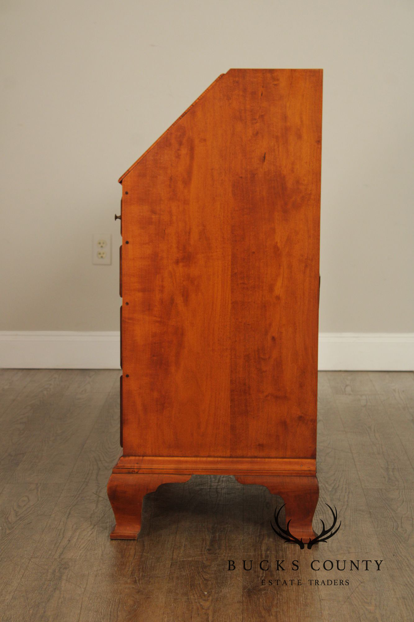 Eldred Wheeler Tiger Maple Chippendale Style Slant Front Desk