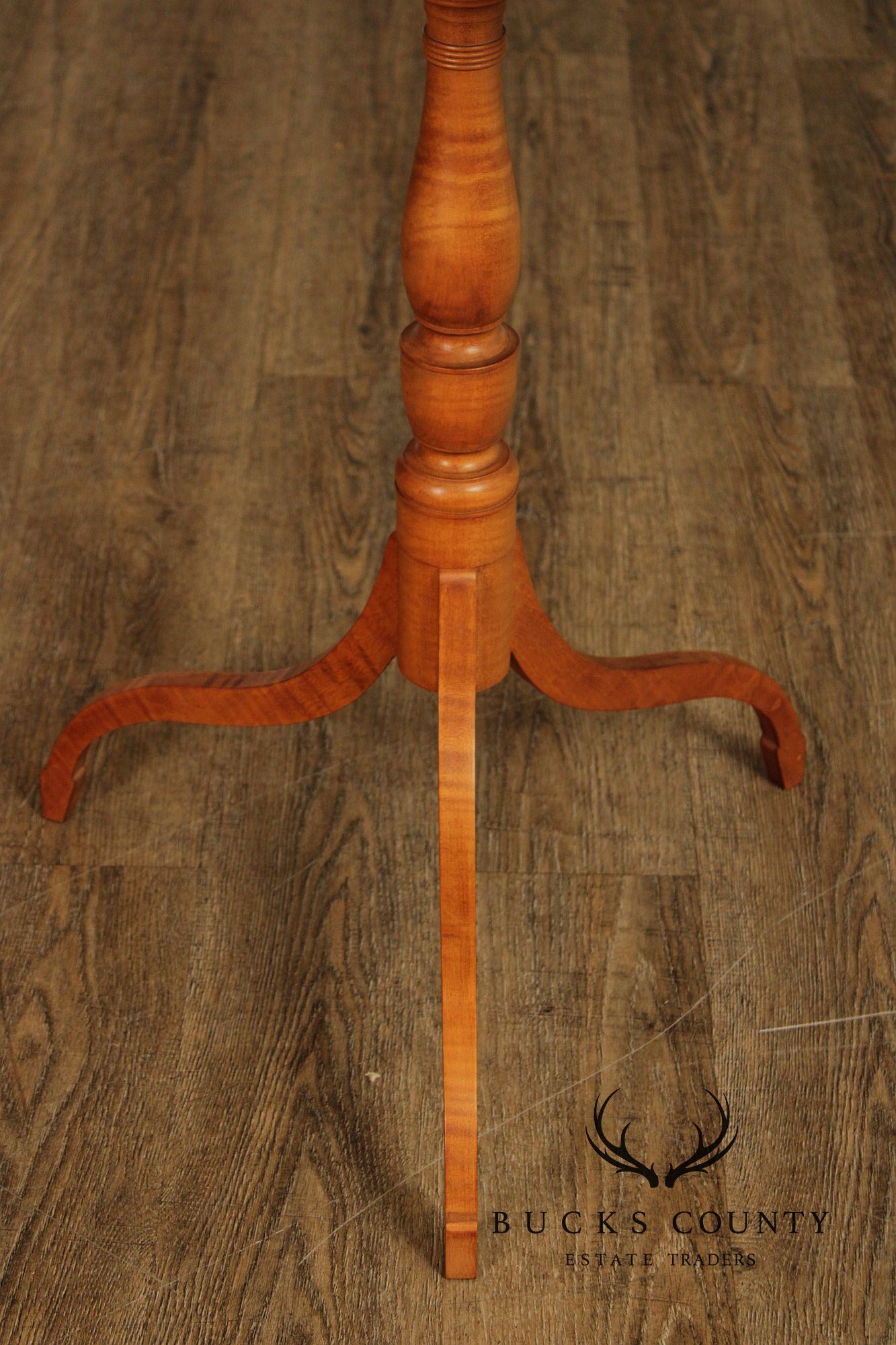 Federal Style Bench Made Tiger Maple Candlestand