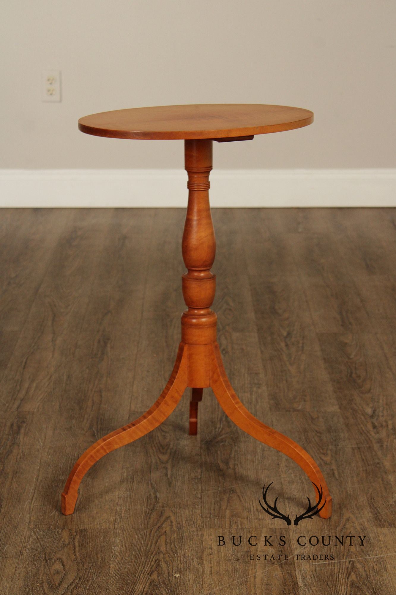Federal Style Bench Made Tiger Maple Candlestand