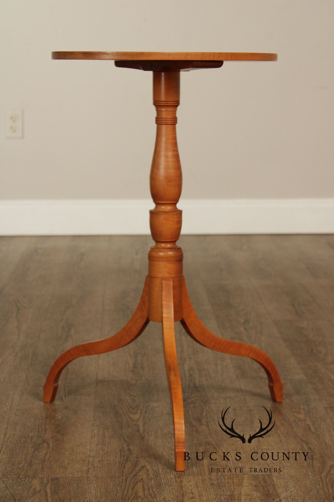 Federal Style Bench Made Tiger Maple Candlestand