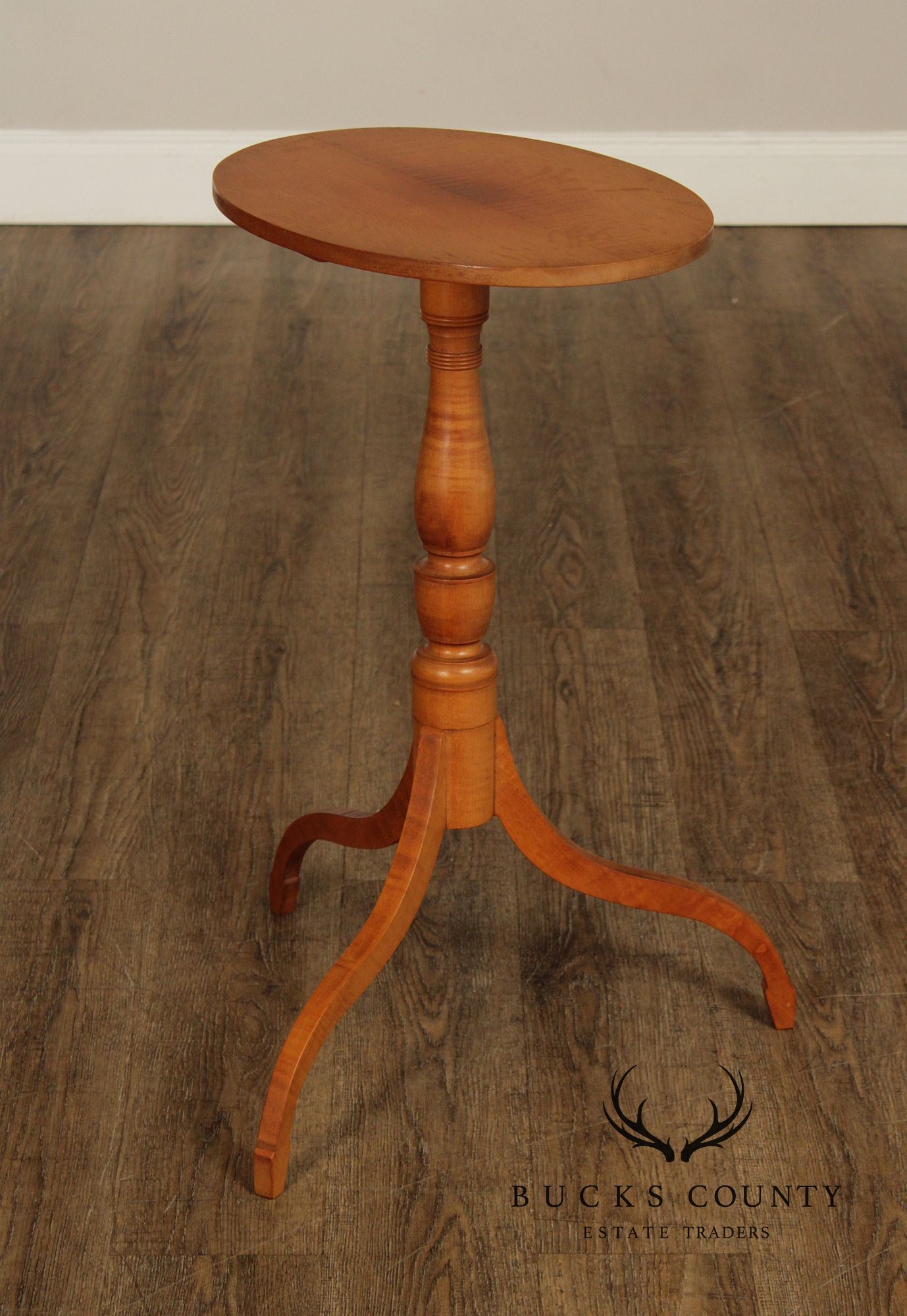 Federal Style Bench Made Tiger Maple Candlestand