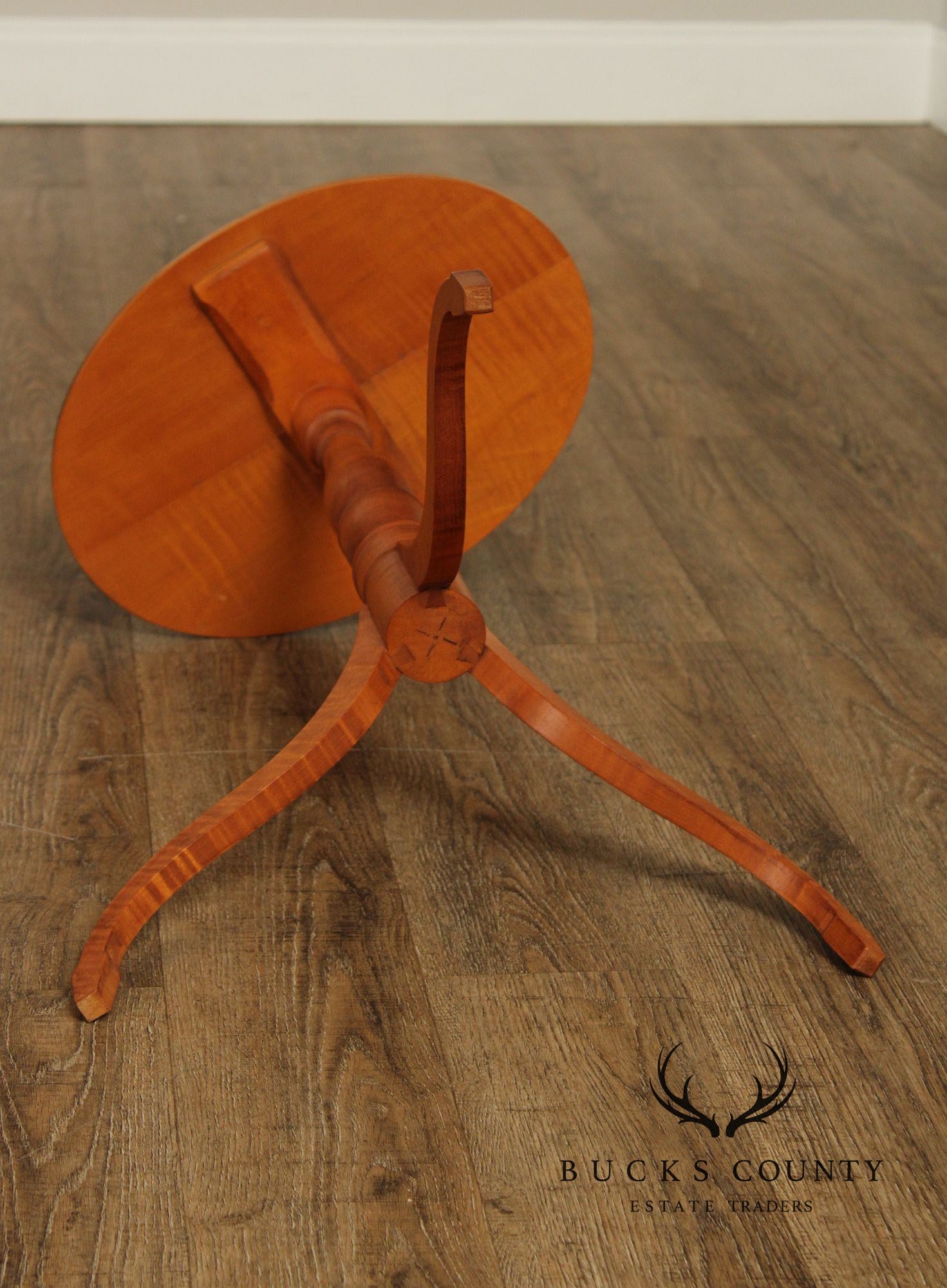 Federal Style Bench Made Tiger Maple Candlestand