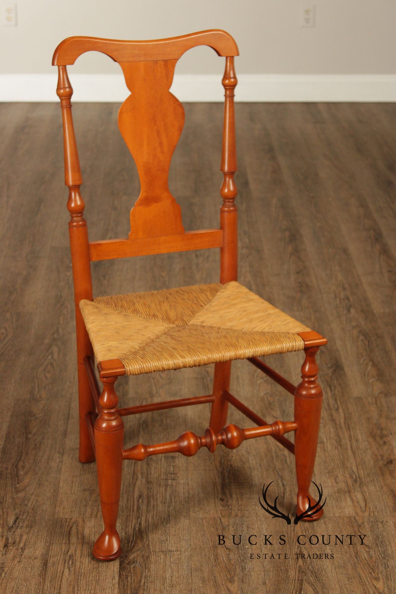 Simms & Thayer Country Maple Rush Seat Dining Chairs Set Of Four