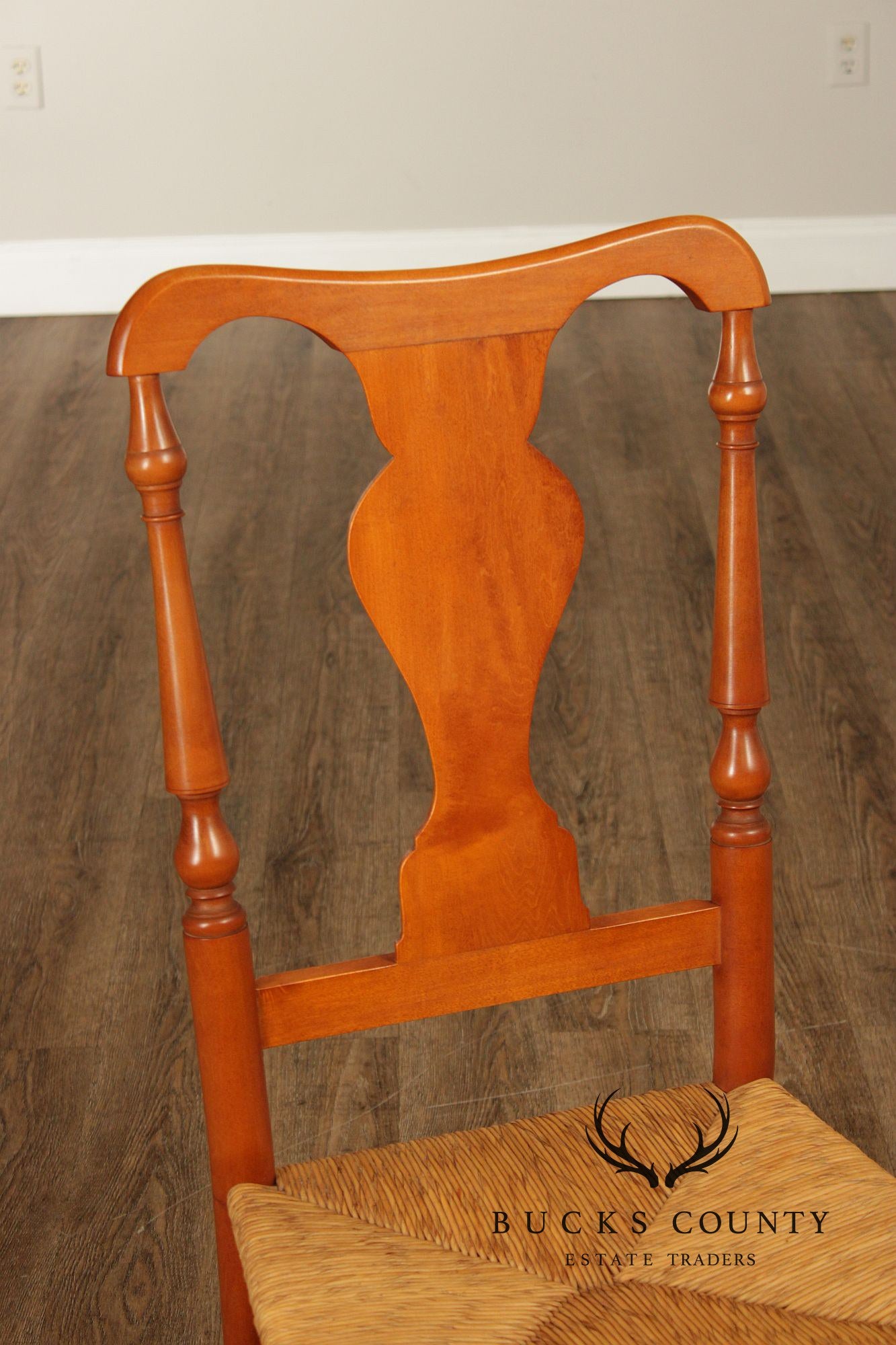 Simms & Thayer Country Maple Rush Seat Dining Chairs Set Of Four