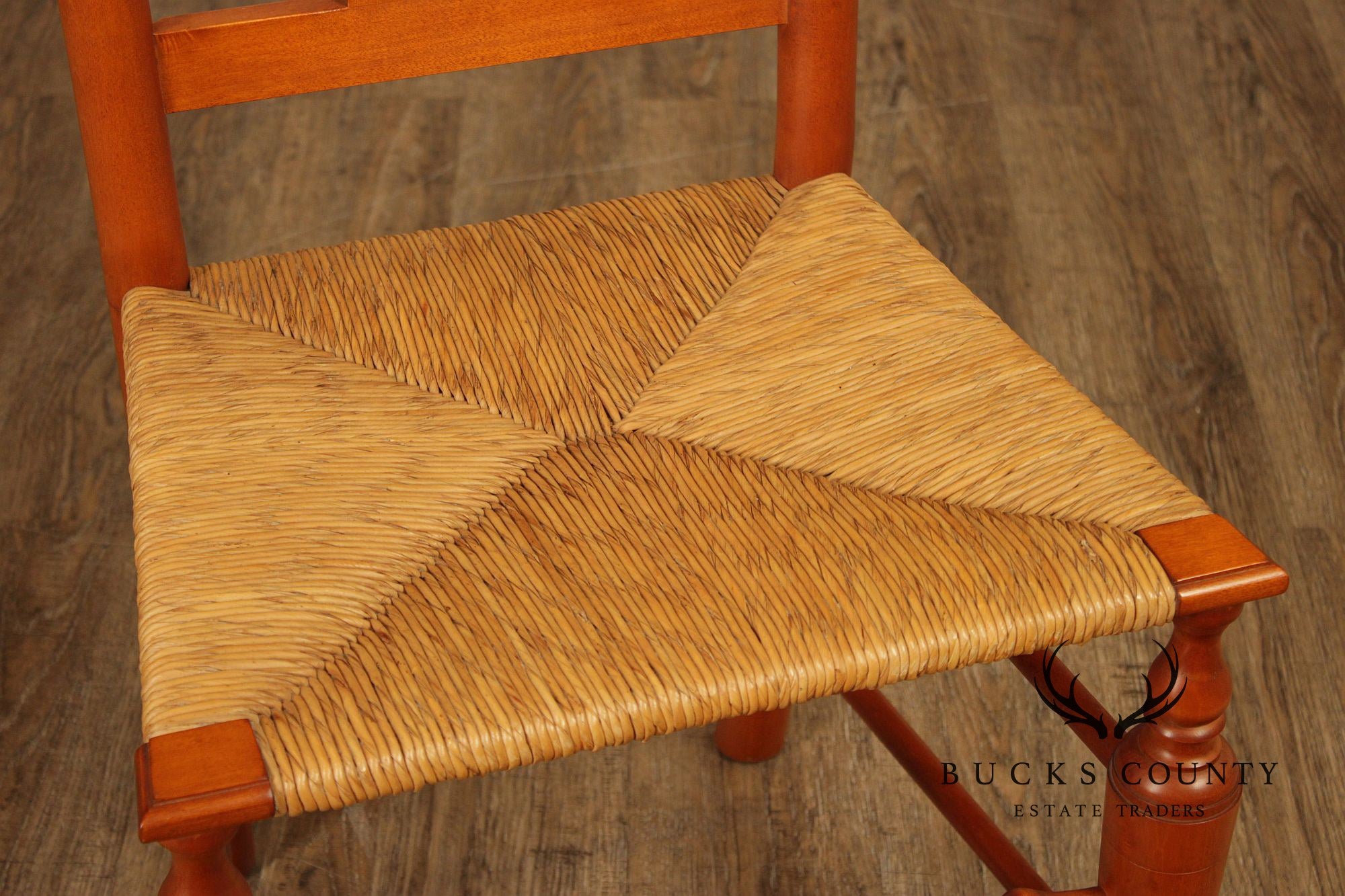 Simms & Thayer Country Maple Rush Seat Dining Chairs Set Of Four