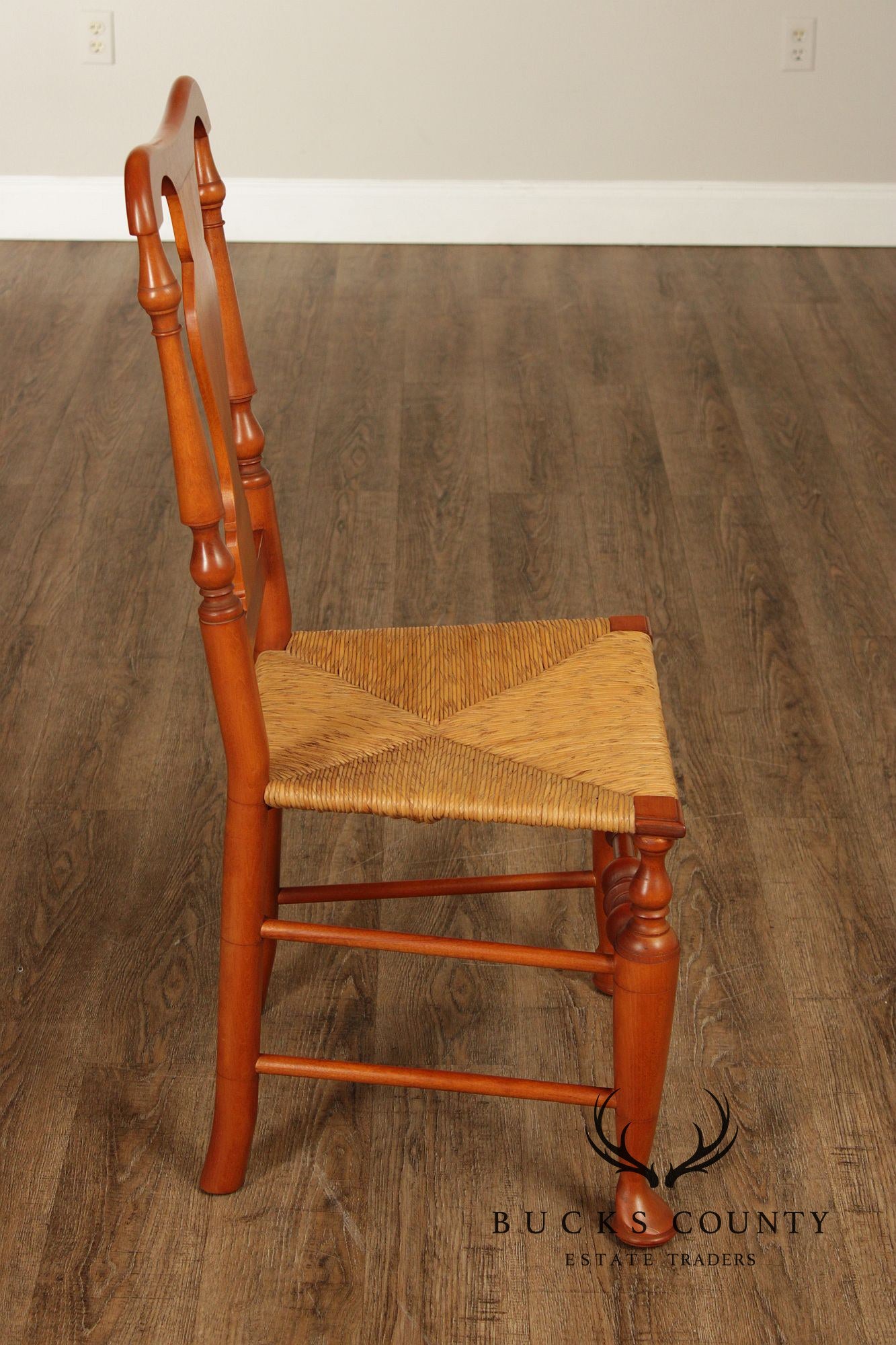 Simms & Thayer Country Maple Rush Seat Dining Chairs Set Of Four