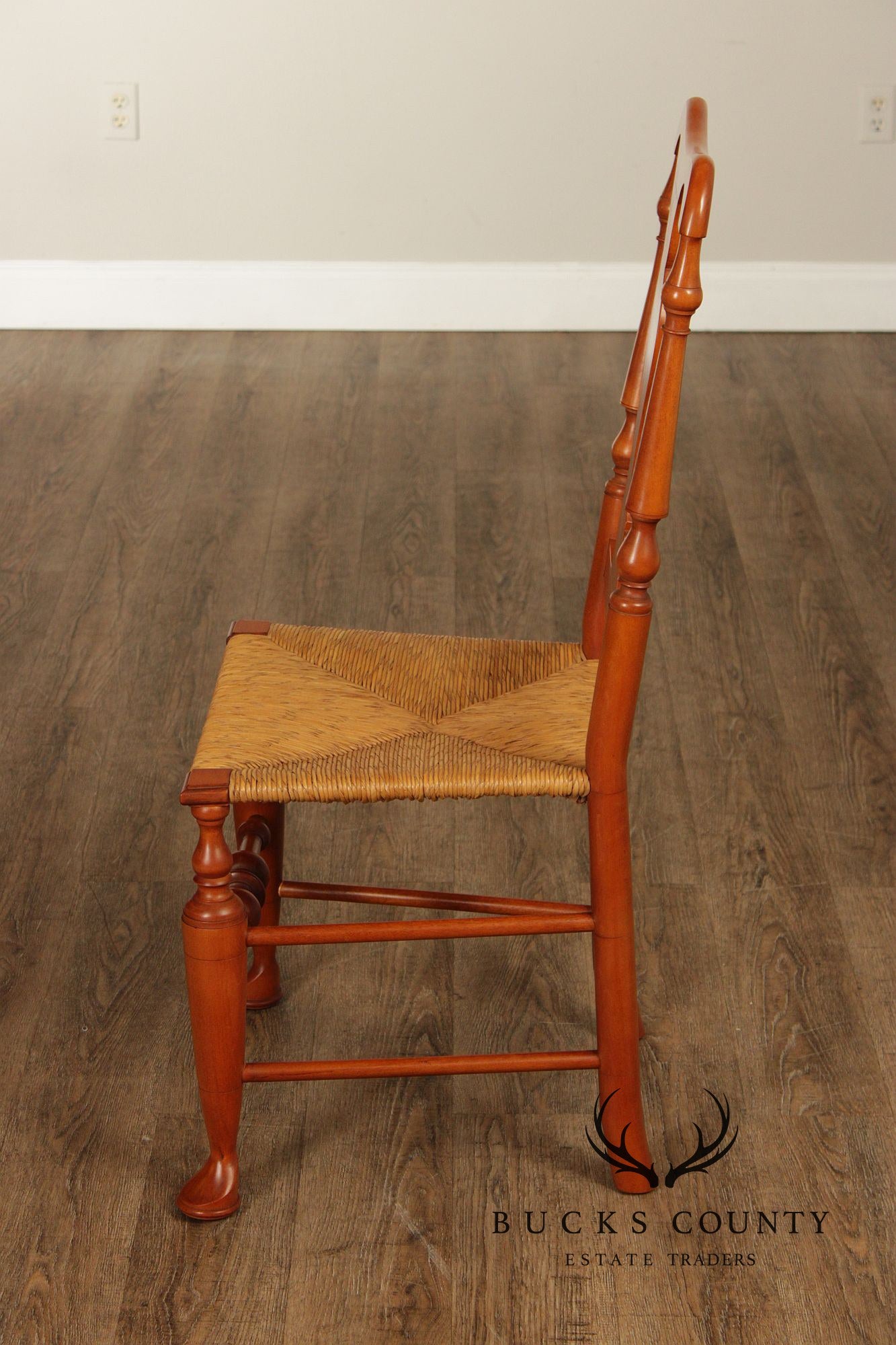 Simms & Thayer Country Maple Rush Seat Dining Chairs Set Of Four