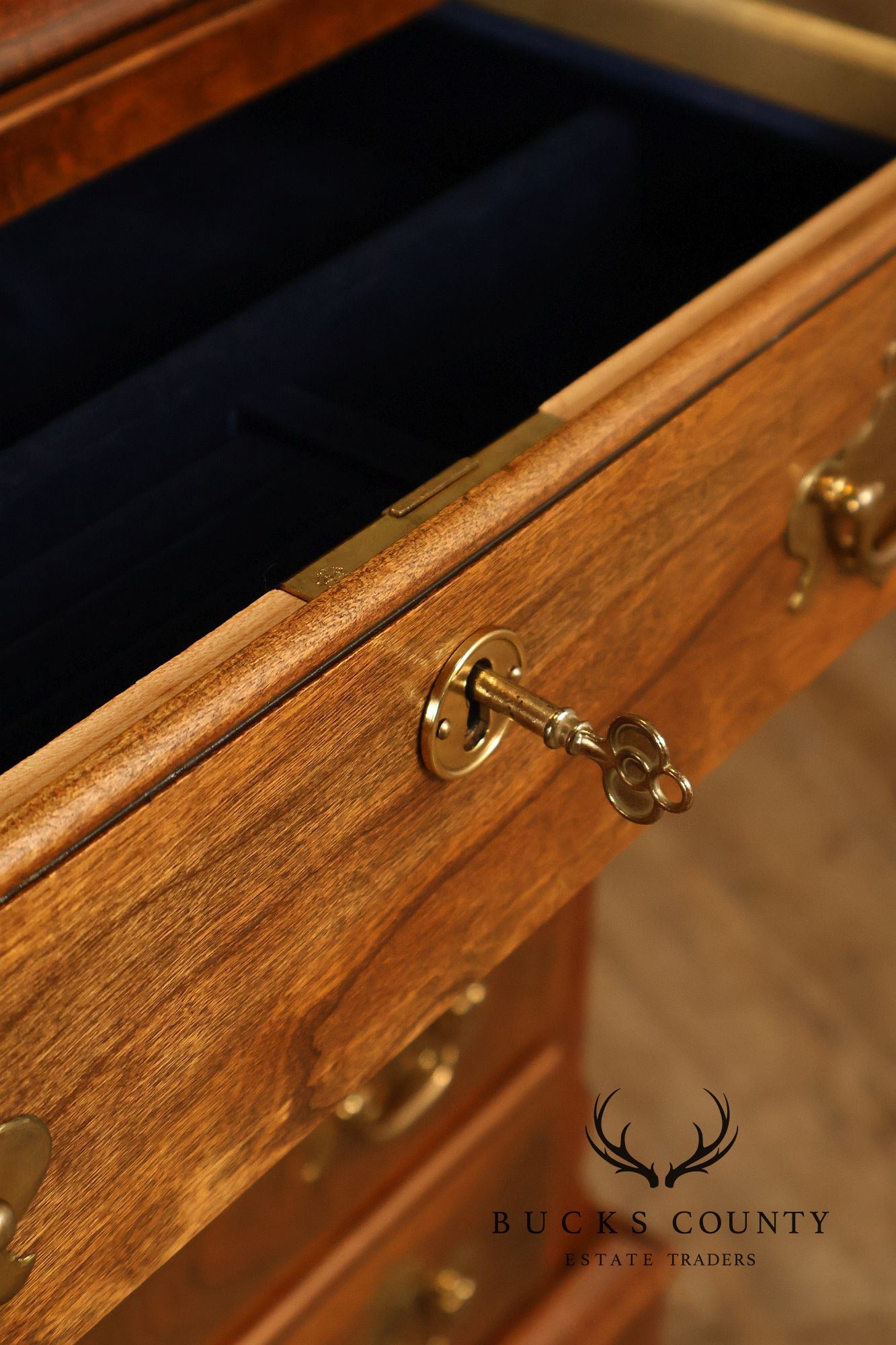 Custom Crafted Queen Anne Style Cherry Silver Chest On Frame