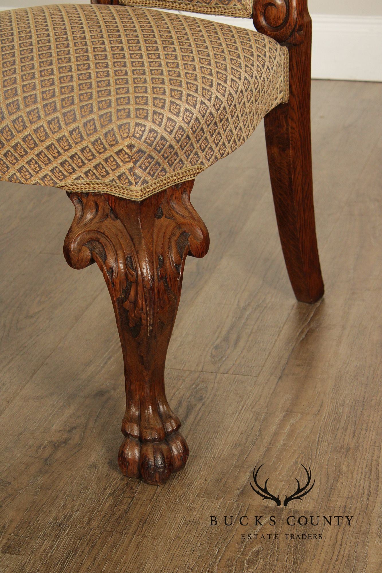 Antique Renaissance Revival Carved Oak Tall Back Side Chair