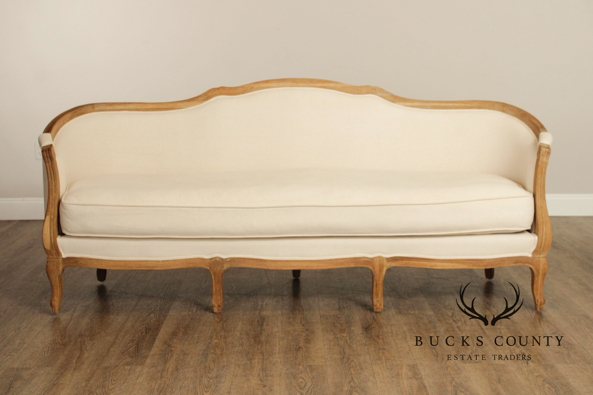 Ballard Designs French Louis XV Style Carved Frame Upholstered Sofa