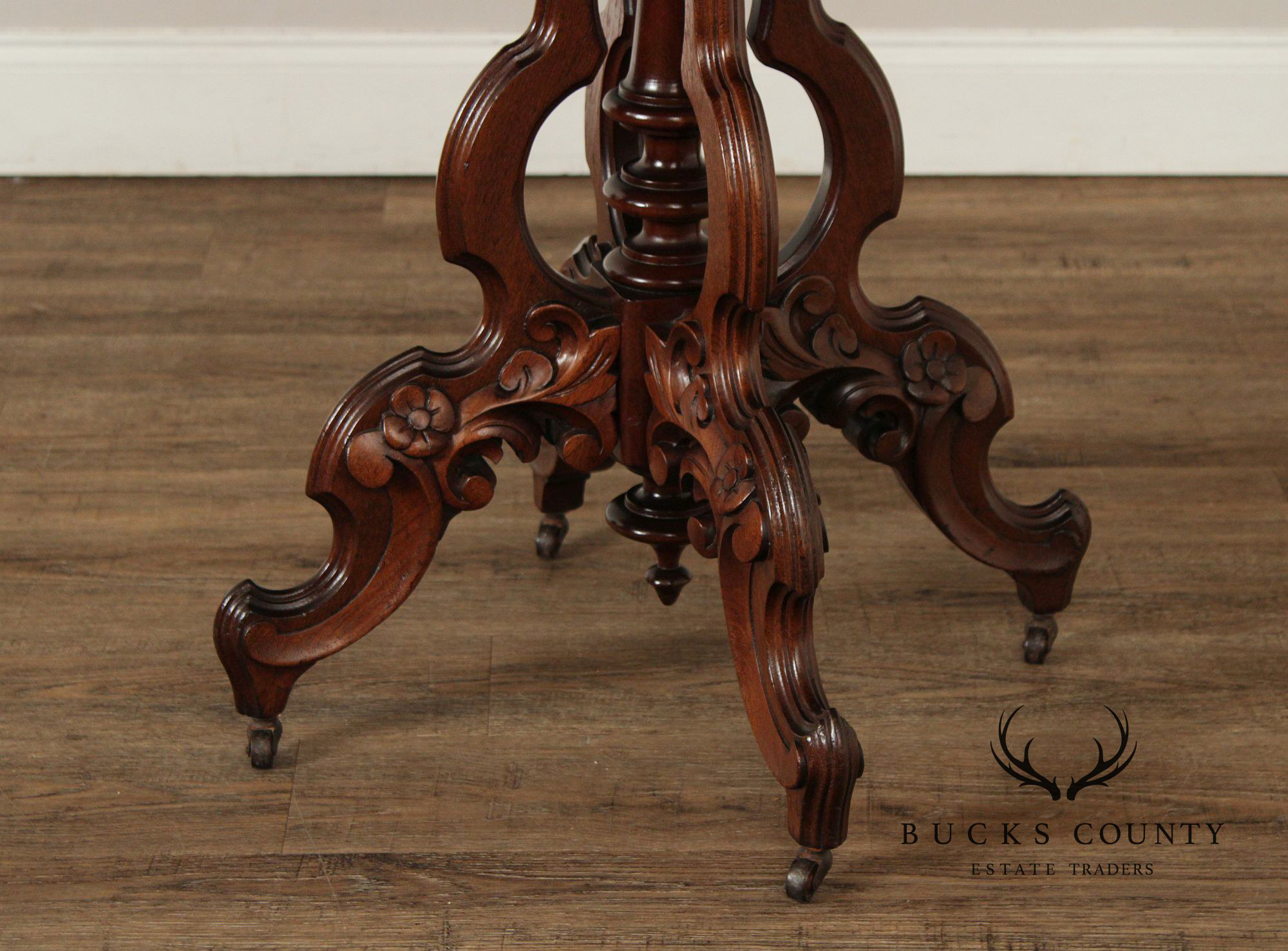 Antique Victorian Eastlake Marble Top Walnut Parlor Table