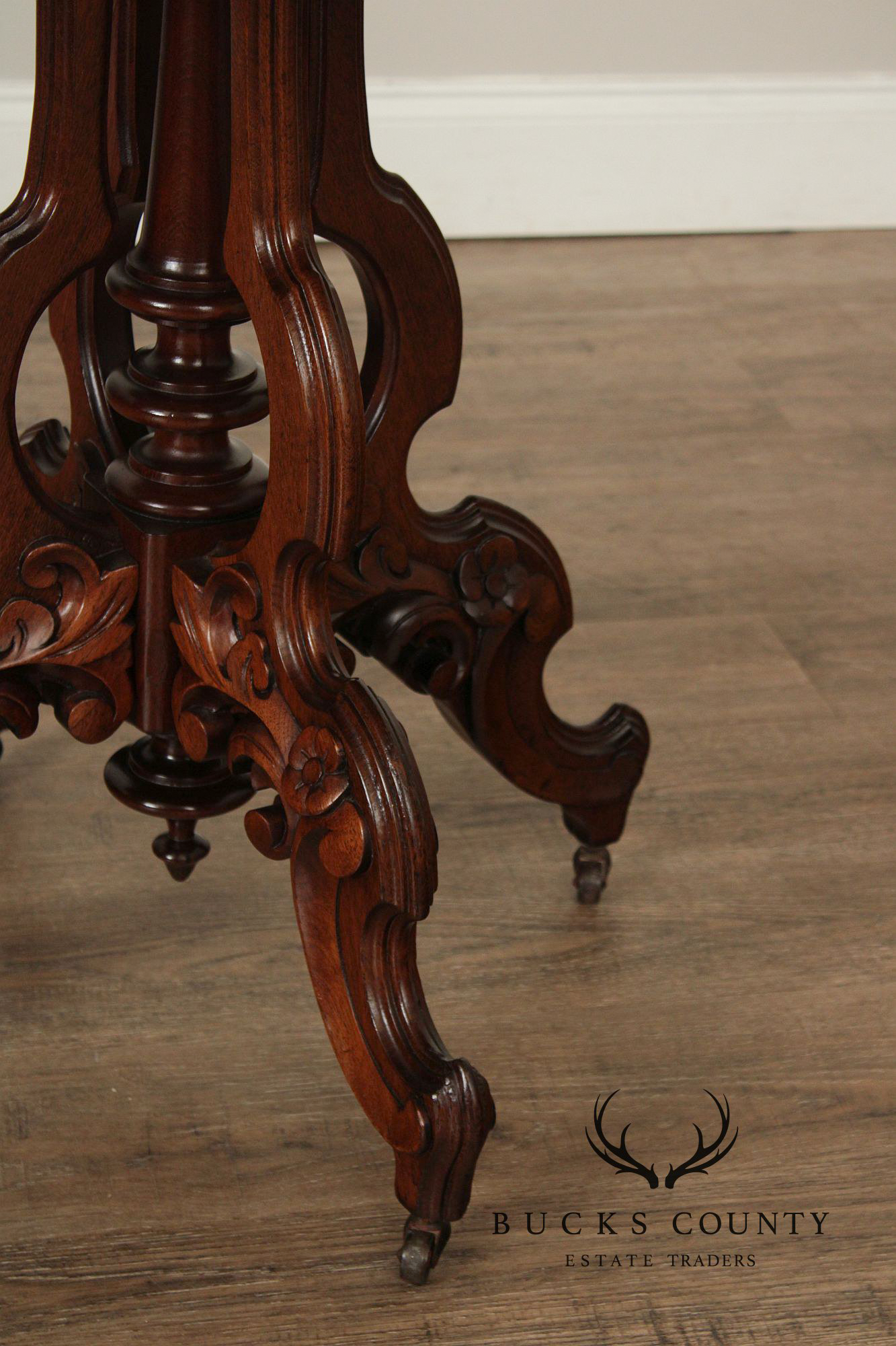 Antique Victorian Eastlake Marble Top Walnut Parlor Table