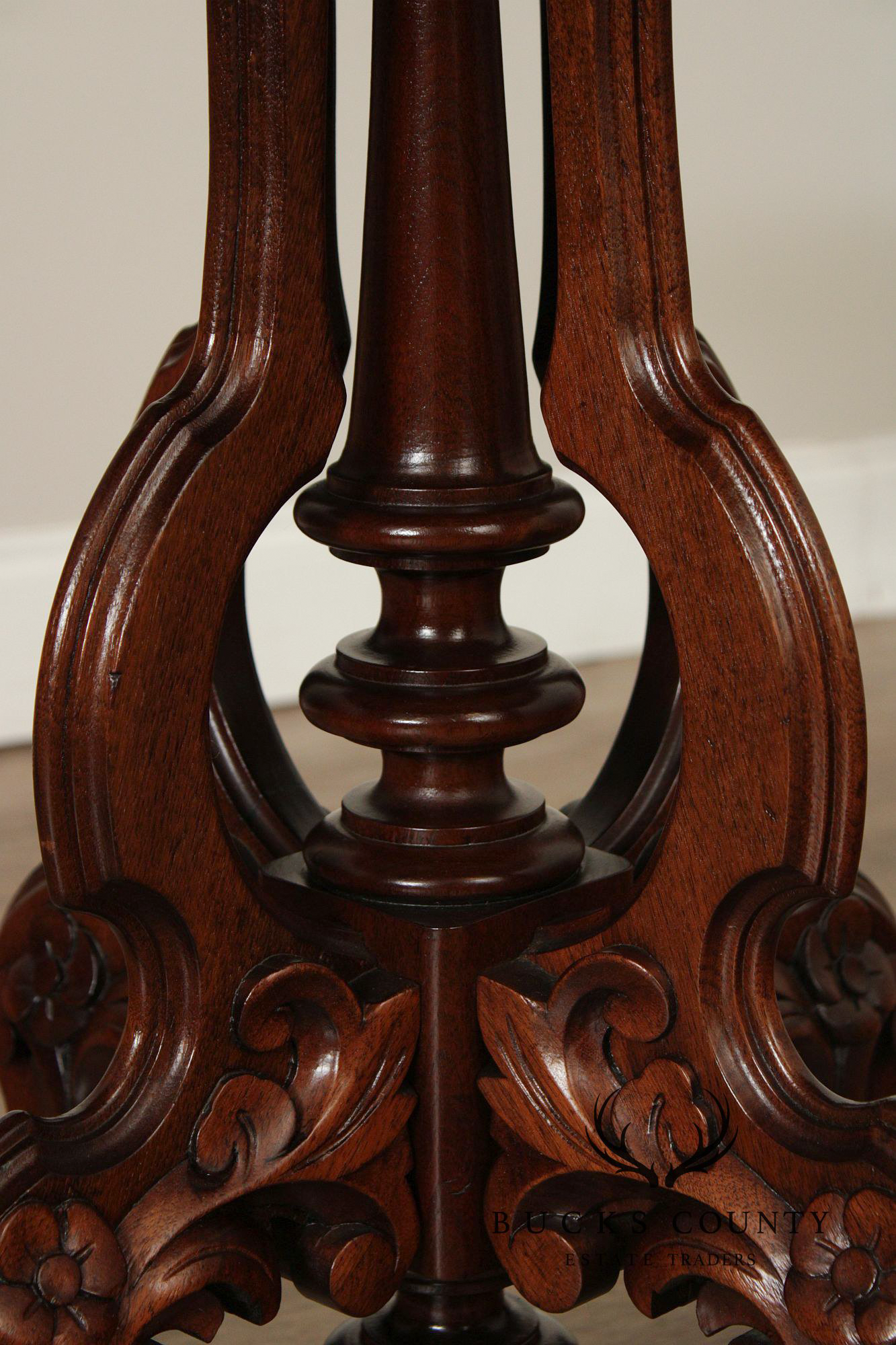 Antique Victorian Eastlake Marble Top Walnut Parlor Table