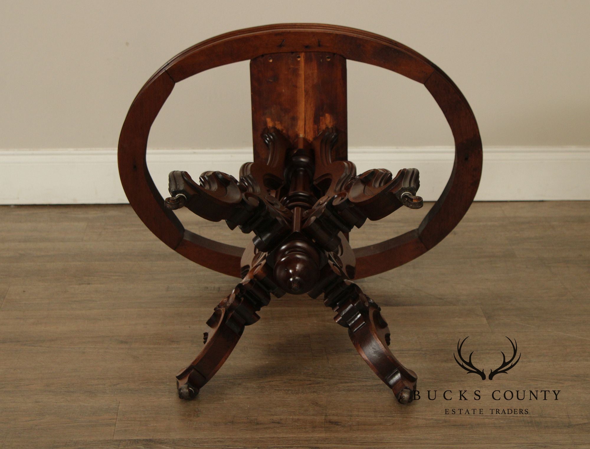 Antique Victorian Eastlake Marble Top Walnut Parlor Table