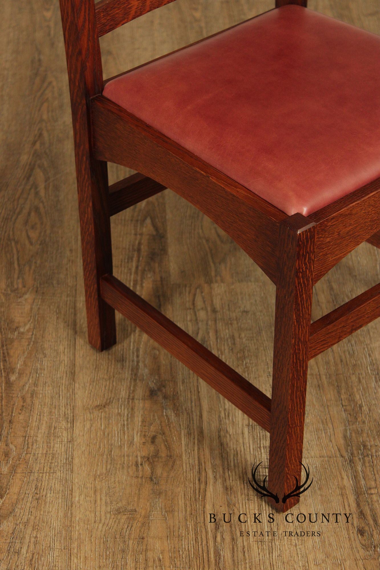 Warren Hile Studio Set of 8 Mission Style Oak Dining Chairs