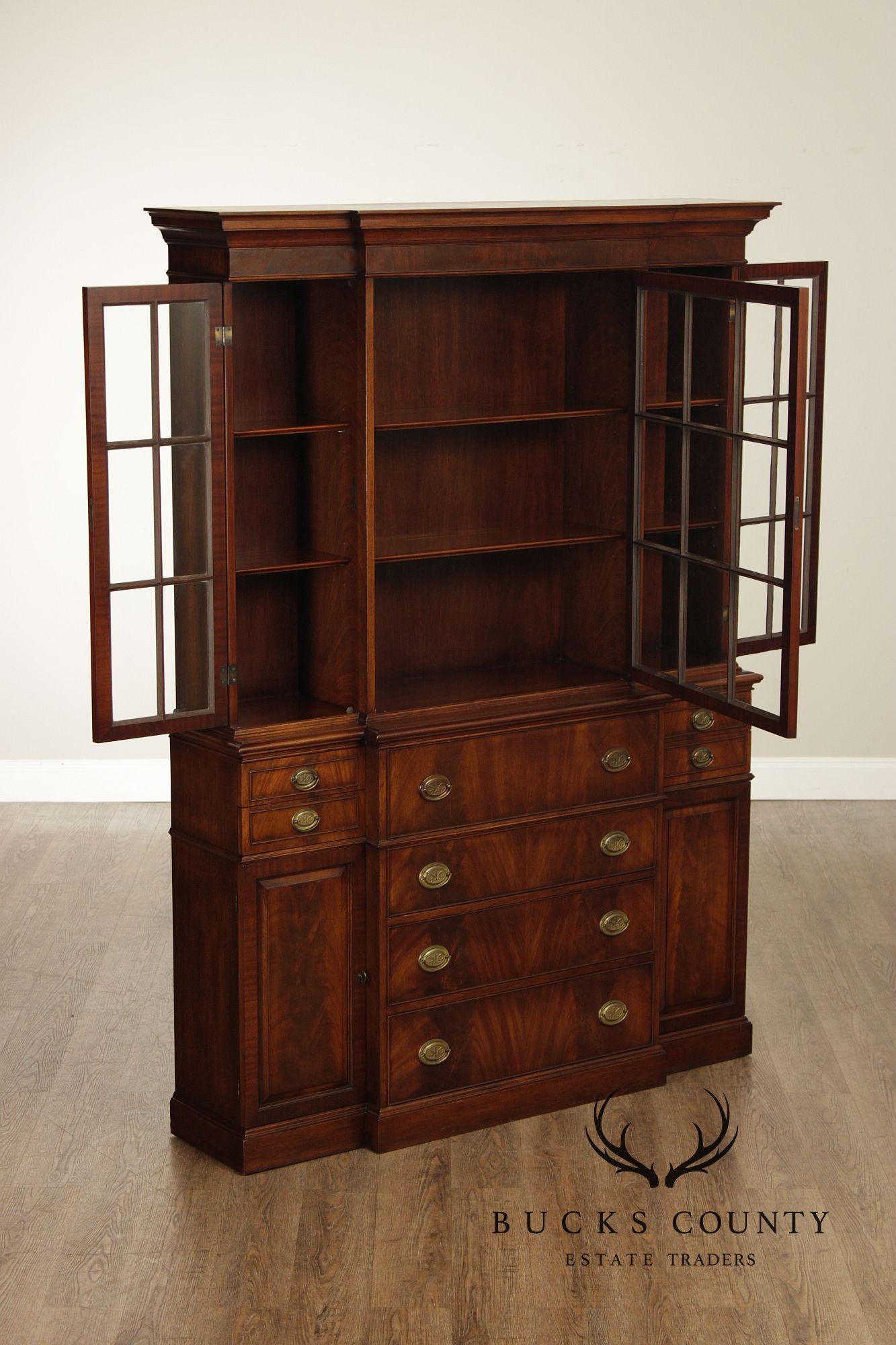 Colonial Treasure House Collection Georgian Style Mahogany Breakfront