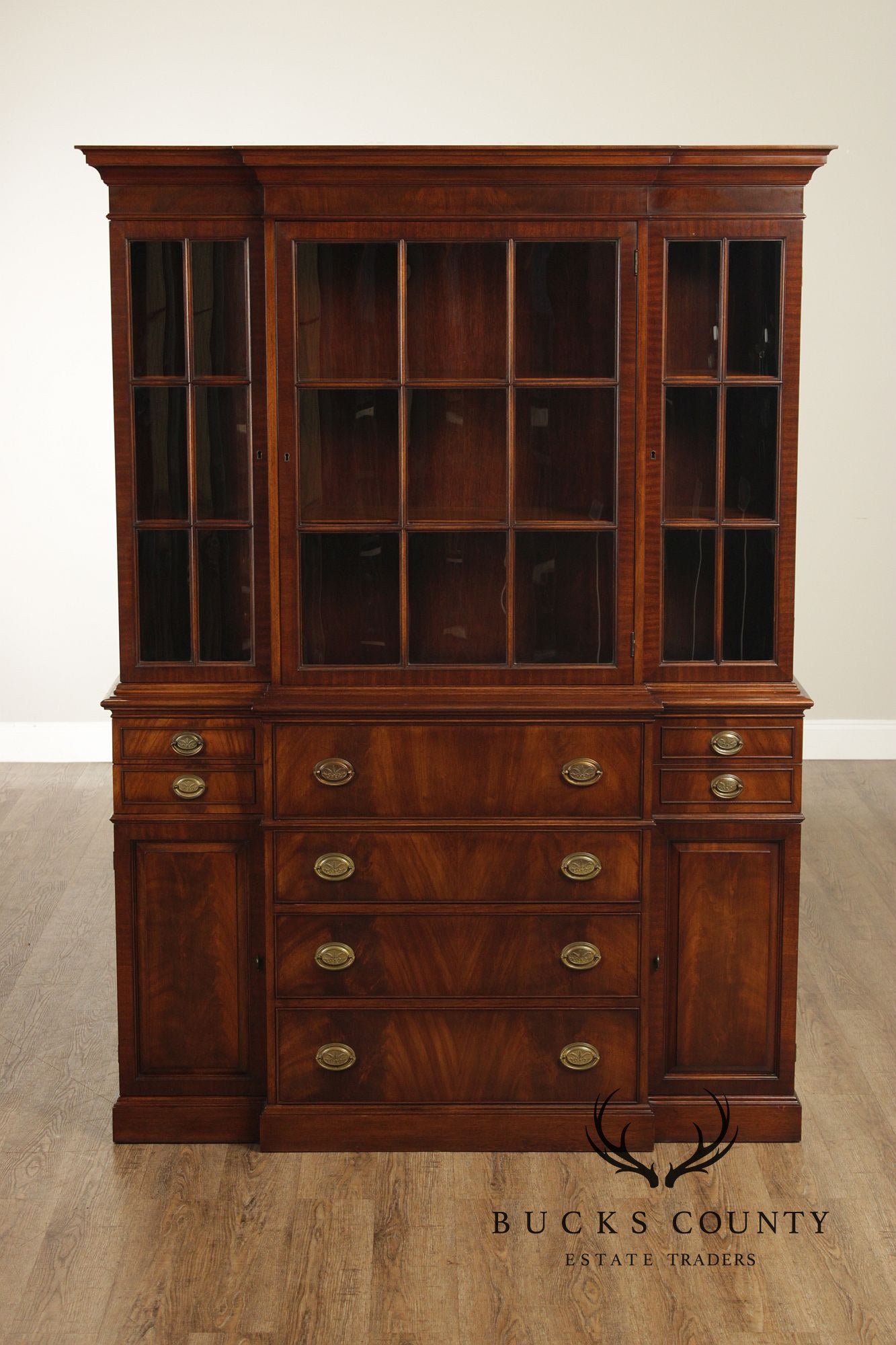 Colonial Treasure House Collection Georgian Style Mahogany Breakfront