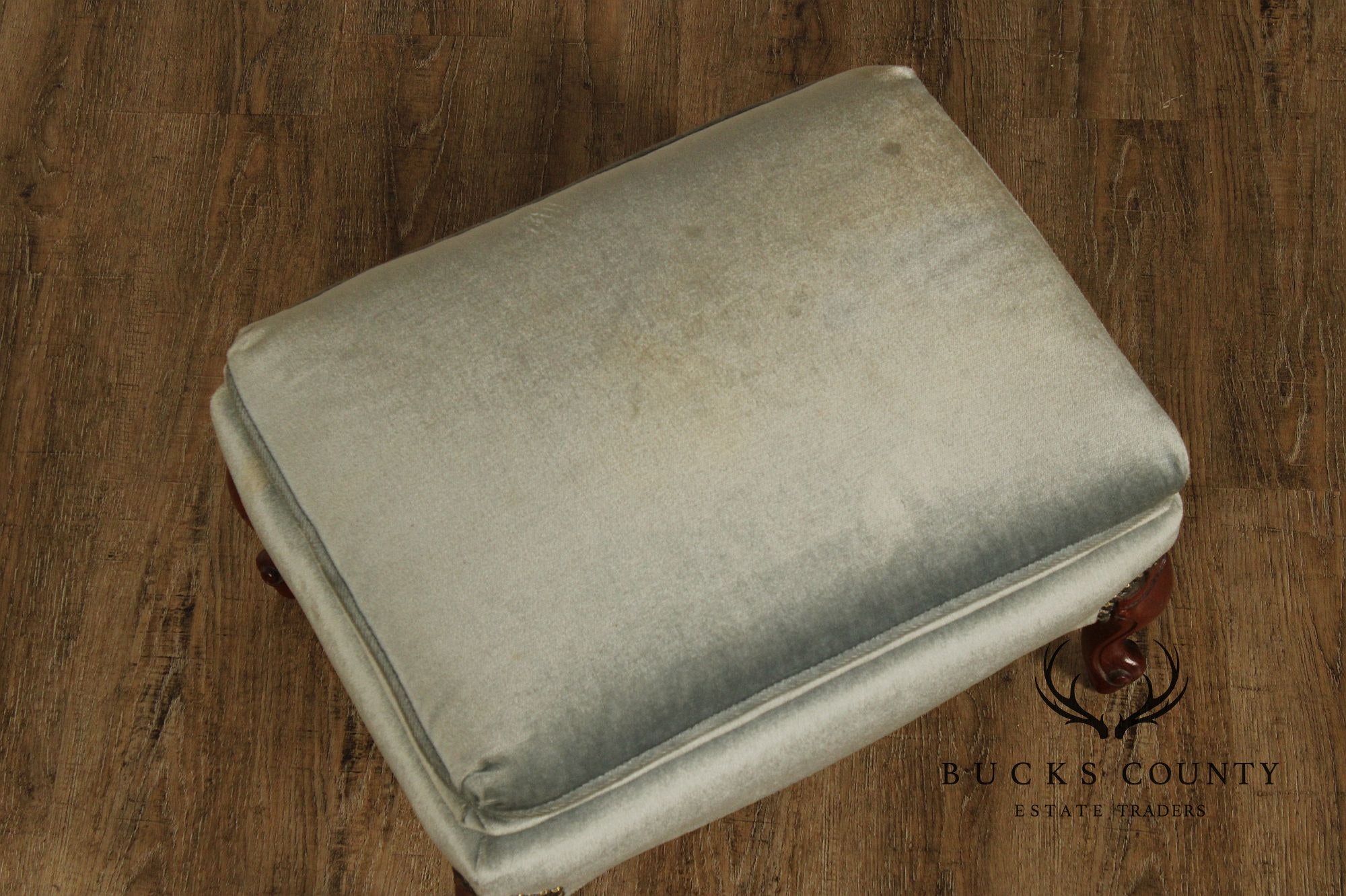 French Style Vintage Mahogany And Upholstered Ottoman