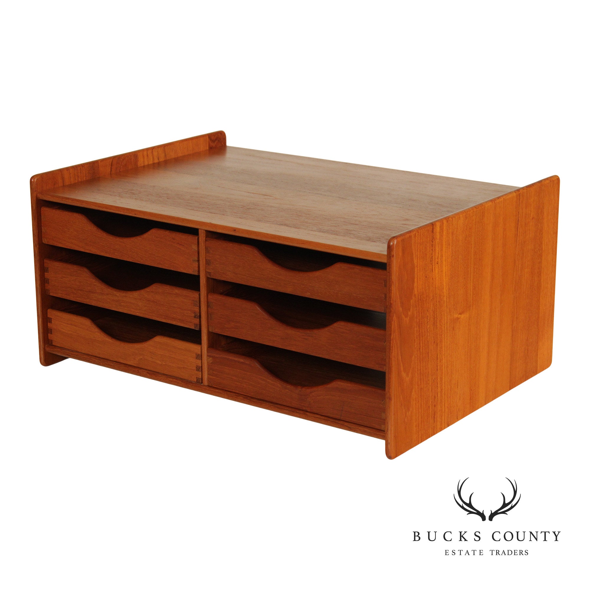 Mid-Century Danish Modern Teak 6-Drawer Desktop Organizer By N.A.E.