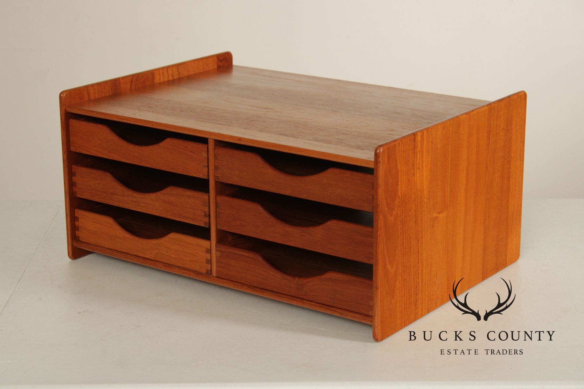 Mid-Century Danish Modern Teak 6-Drawer Desktop Organizer By N.A.E.