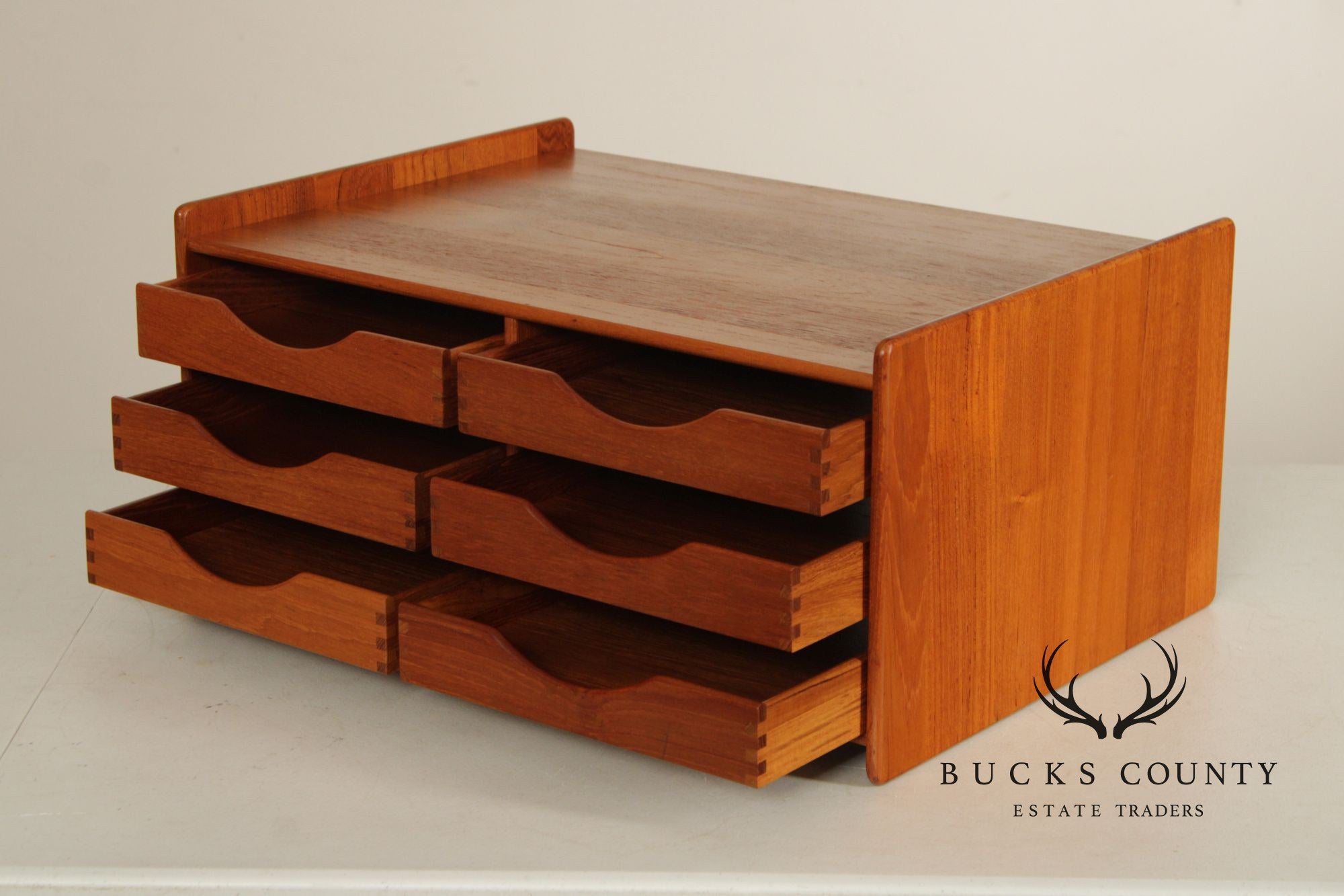 Mid-Century Danish Modern Teak 6-Drawer Desktop Organizer By N.A.E.