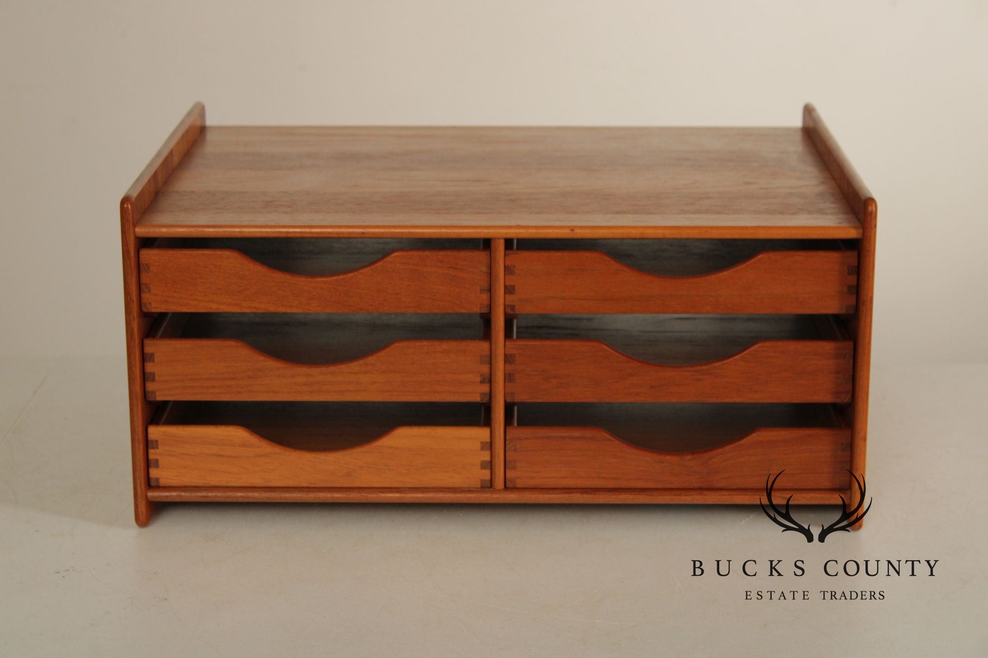Mid-Century Danish Modern Teak 6-Drawer Desktop Organizer By N.A.E.