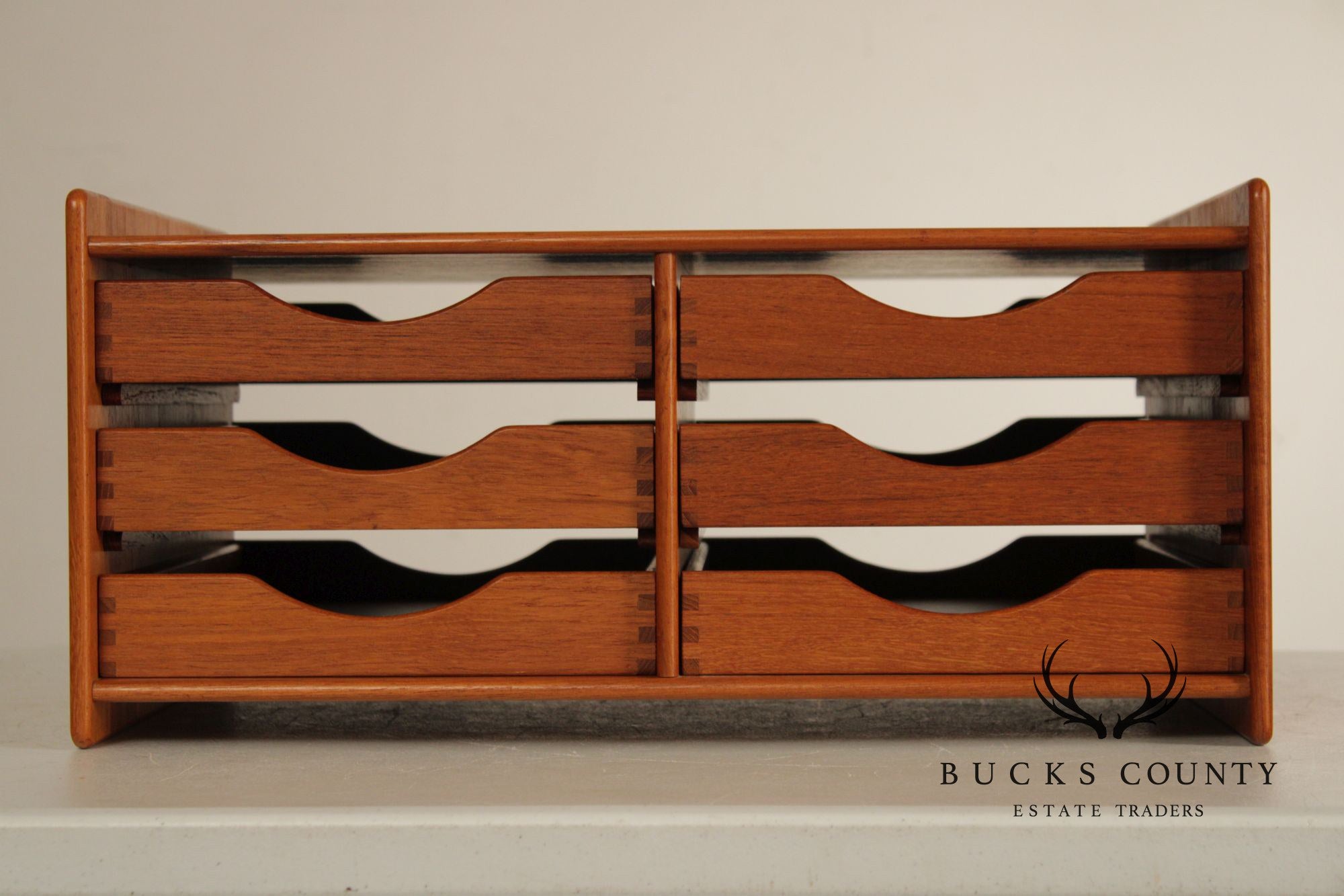 Mid-Century Danish Modern Teak 6-Drawer Desktop Organizer By N.A.E.