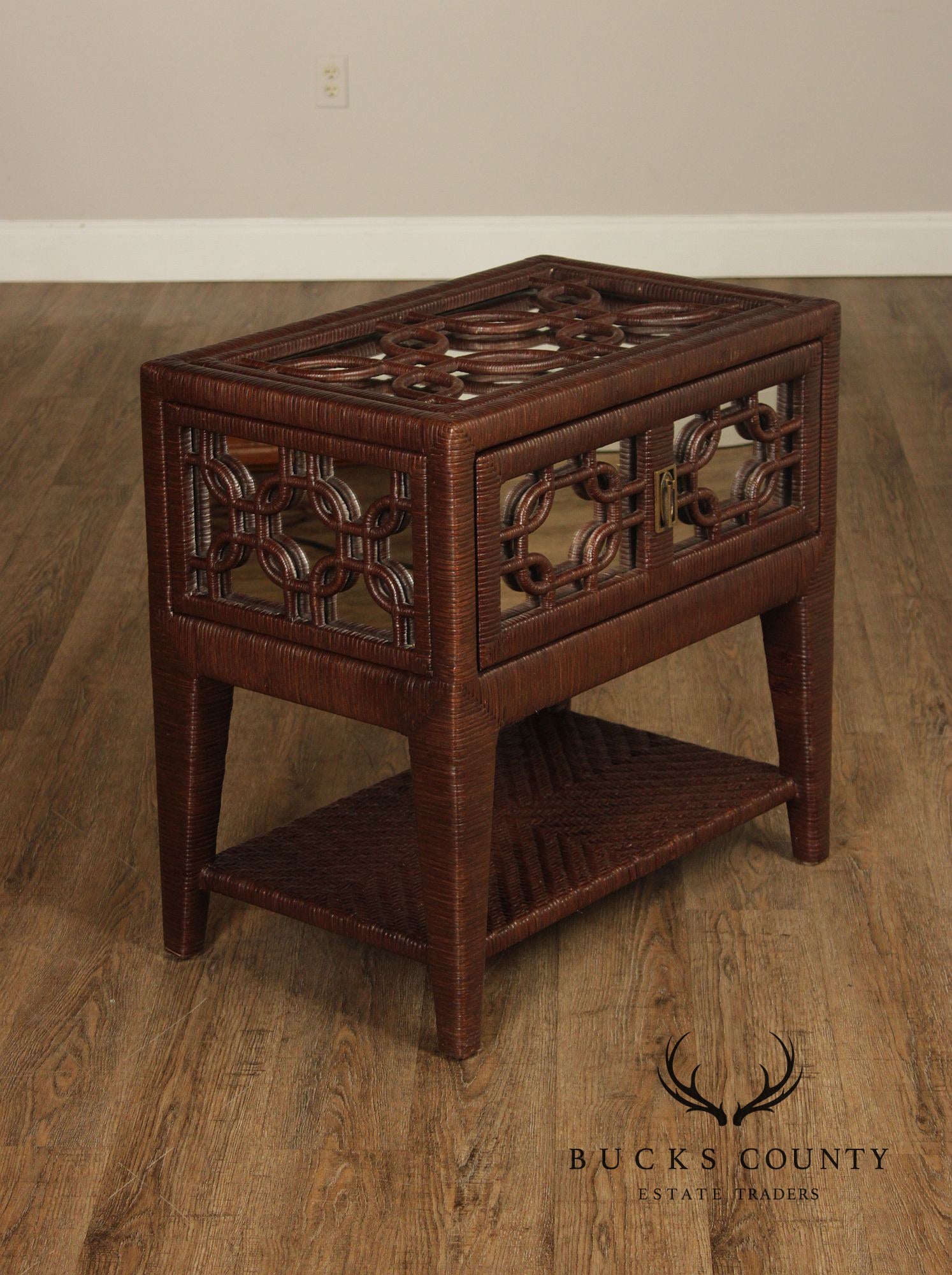 Laneventure 'Excursions' Pair of Mirrored Wicker Nightstands