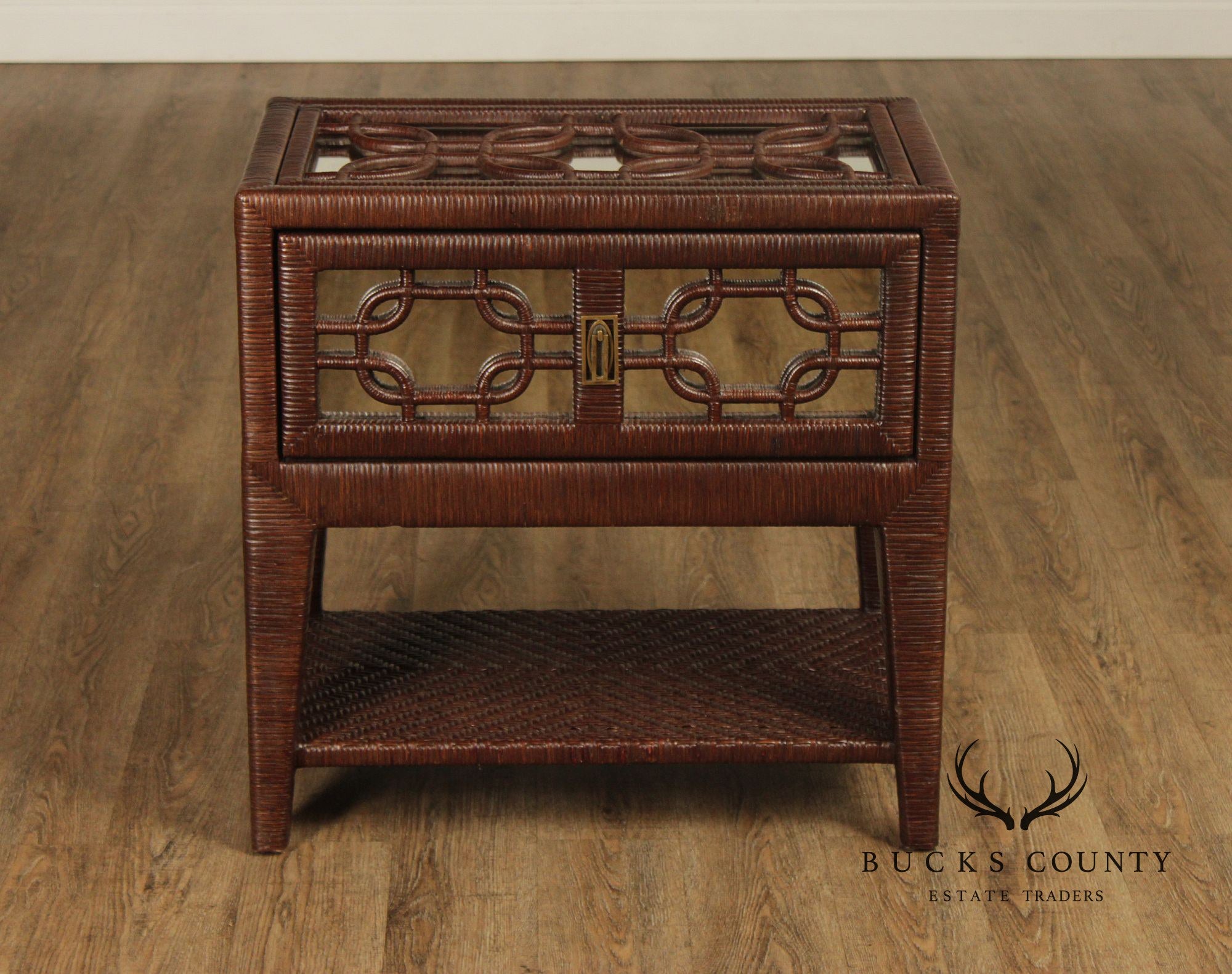 Laneventure 'Excursions' Pair of Mirrored Wicker Nightstands
