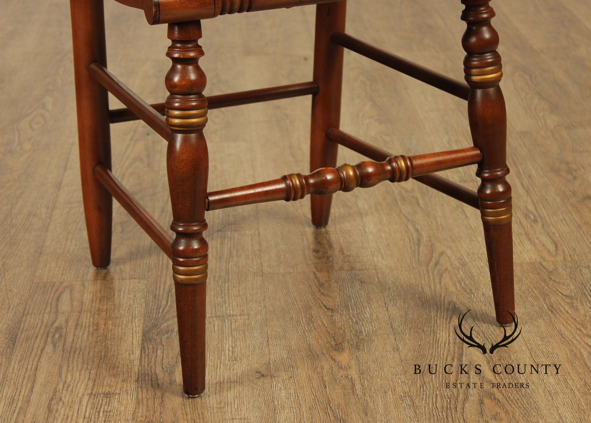 Hitchcock Set Of Five Sheraton Style Maple Painted Rush Seat Dining Chairs