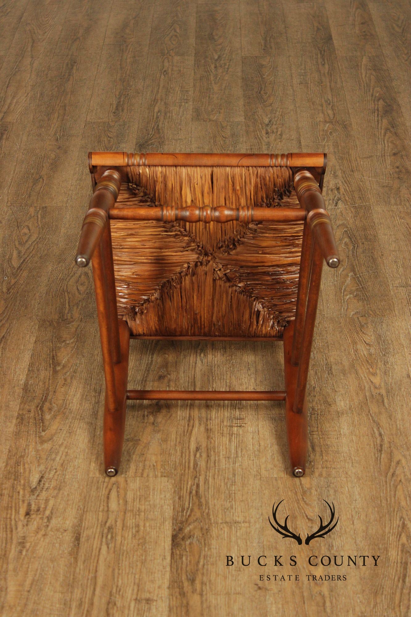 Hitchcock Set Of Five Sheraton Style Maple Painted Rush Seat Dining Chairs