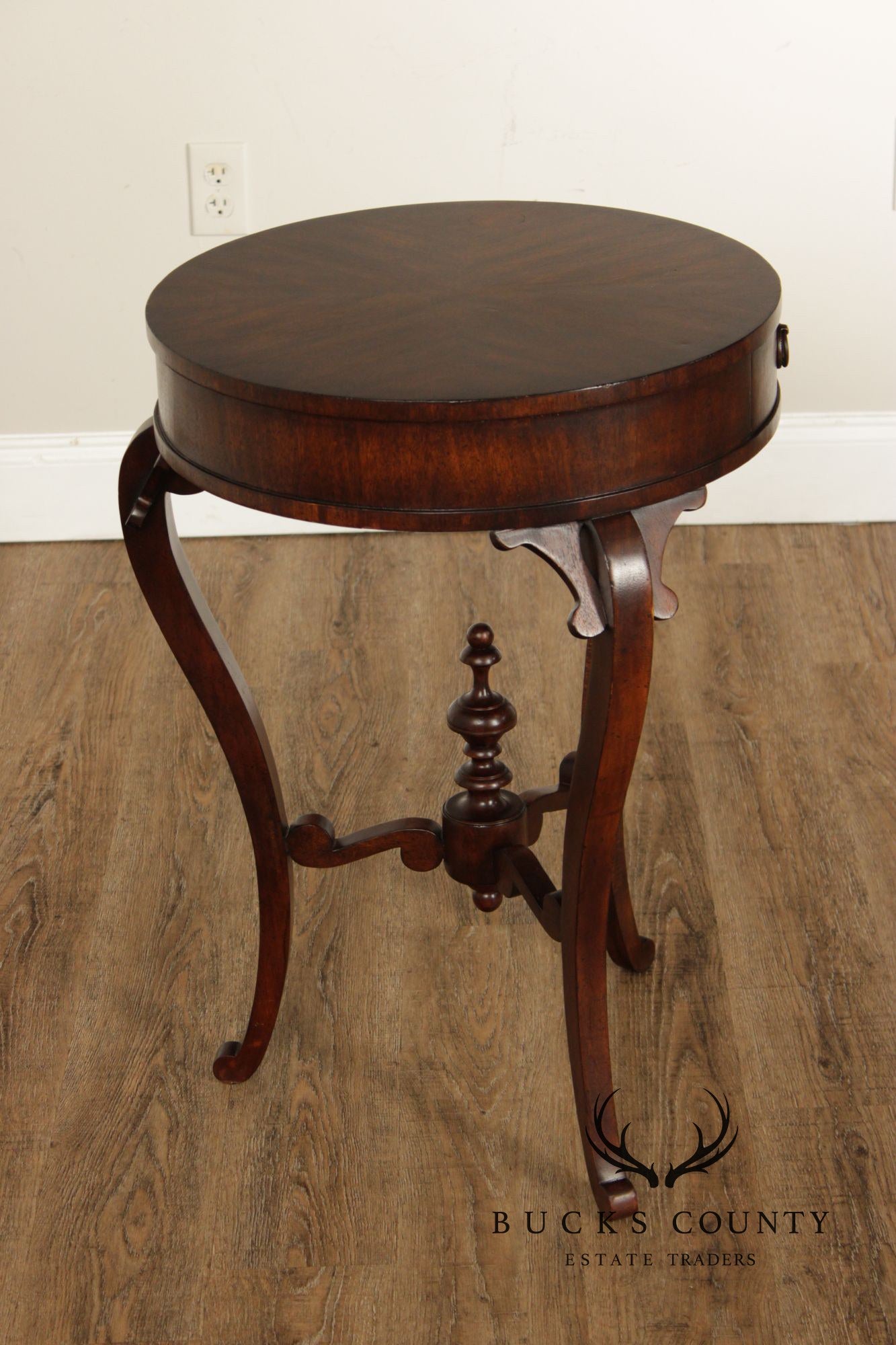 John-Richard 'European Crossroads' Round Mahogany Lamp Table