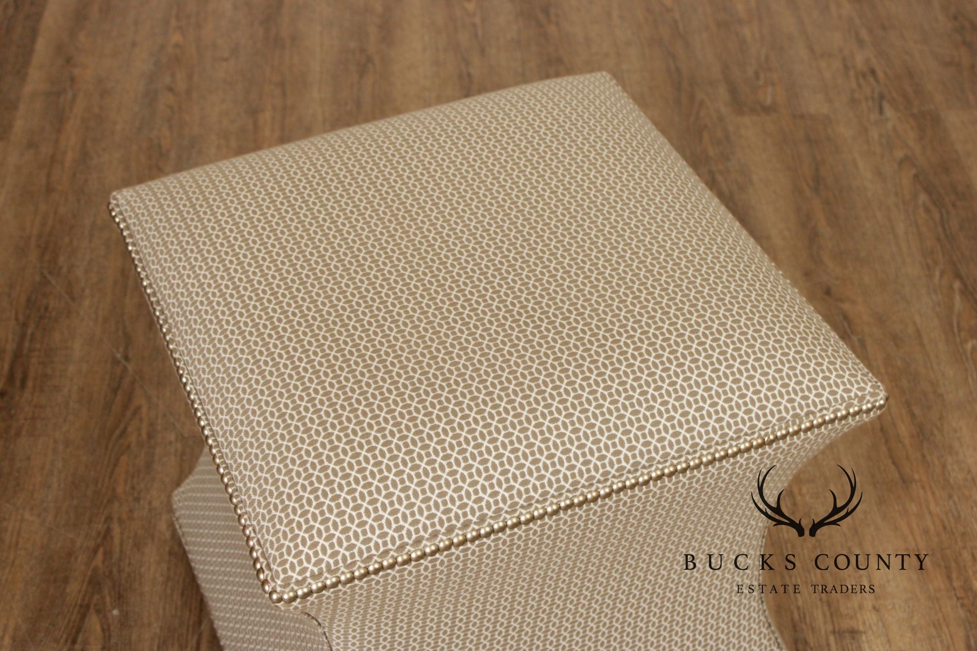 Transitional Custom Upholstered Pair of Cube Ottomans