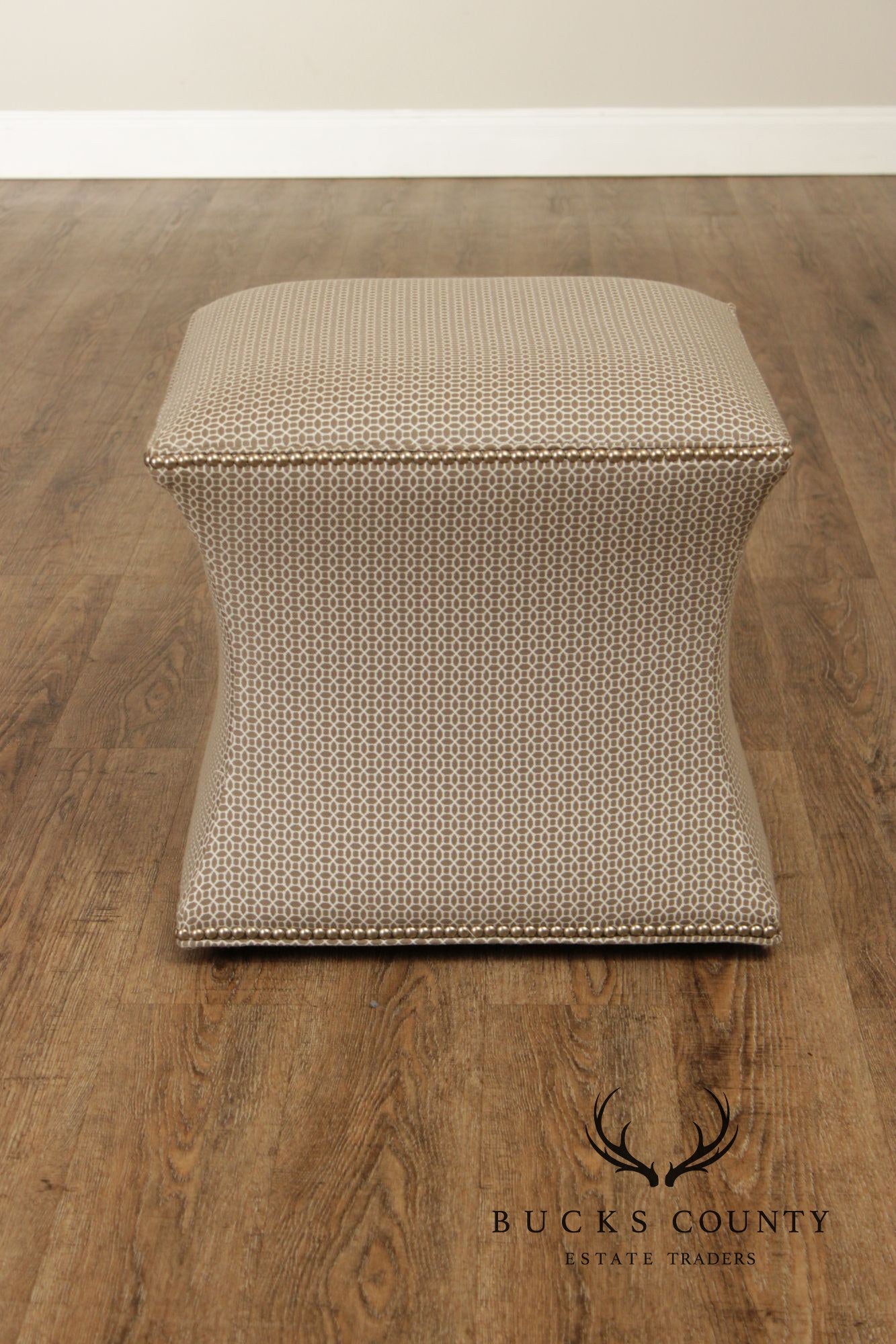 Transitional Custom Upholstered Pair of Cube Ottomans