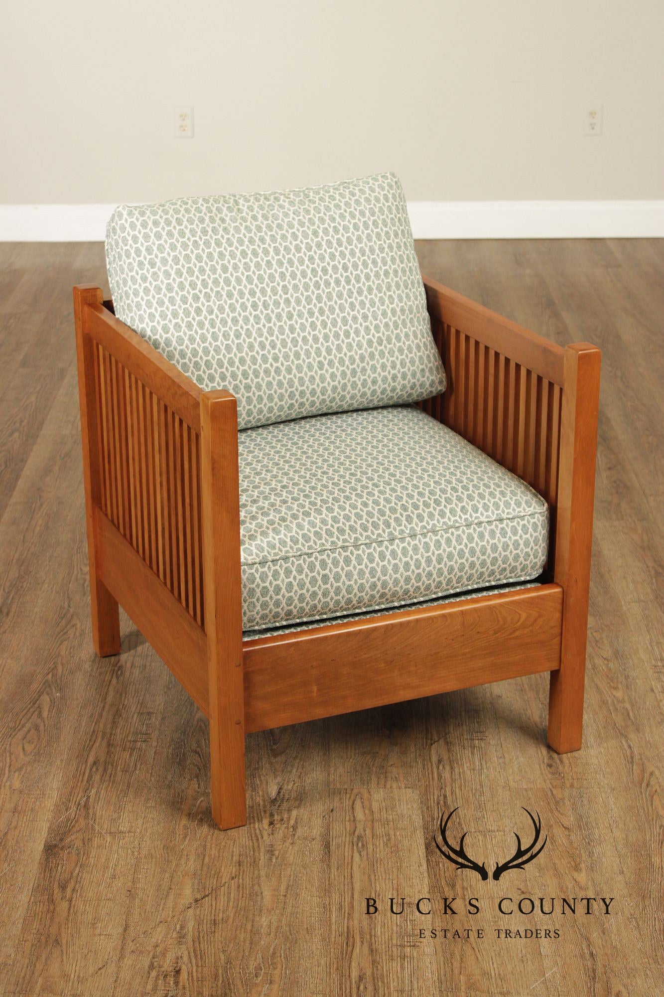 Stickley Pair Mission Style Cherry Spindle Lounge Chairs