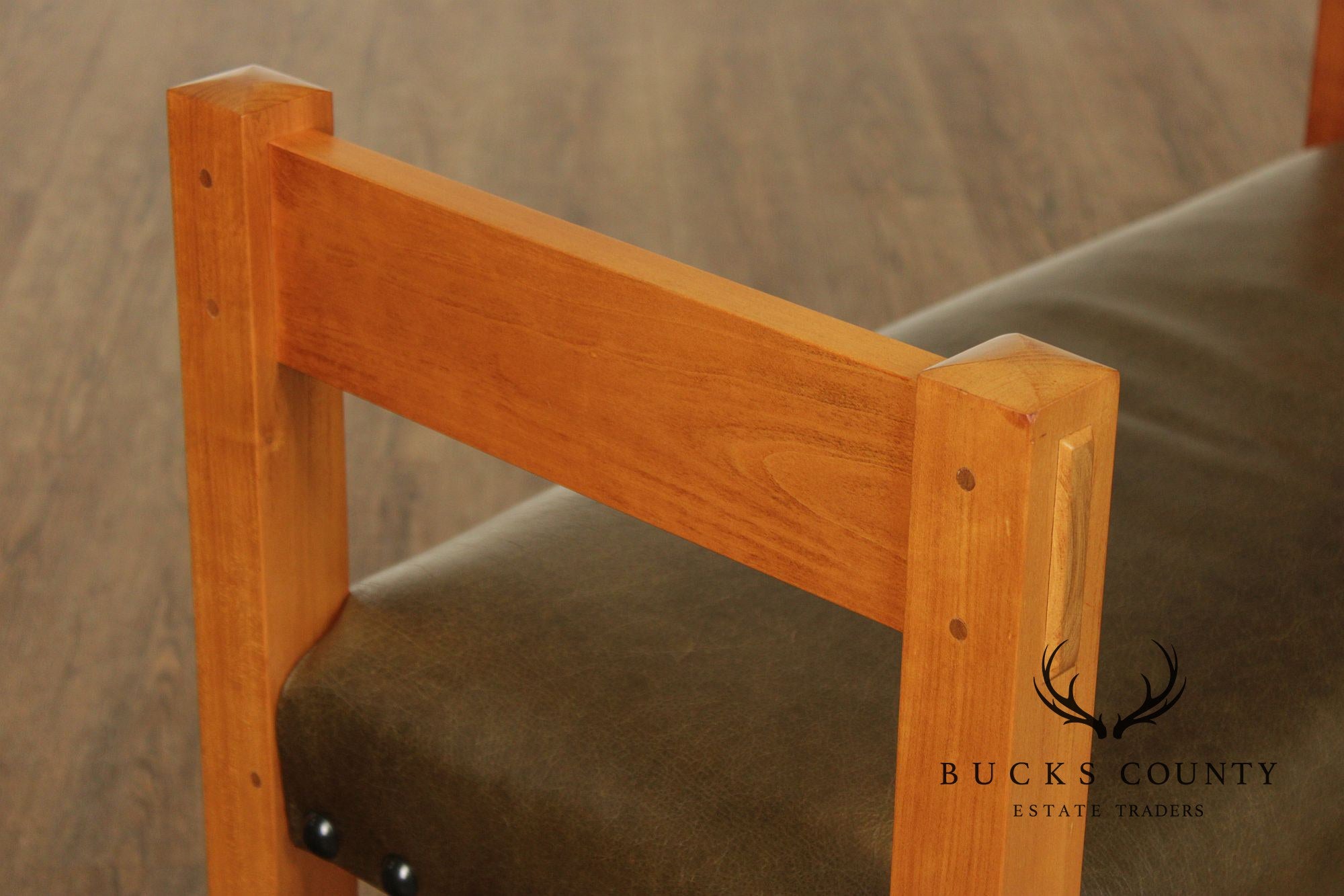 Stickley Mission Collection Cherry and Leather Bench