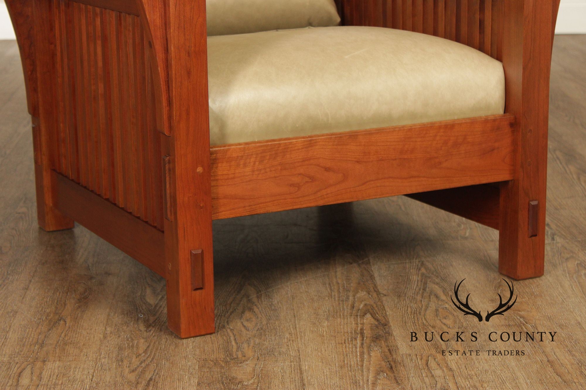 Stickley Mission Collection Cherry Bent Arm Morris Chair and Ottoman