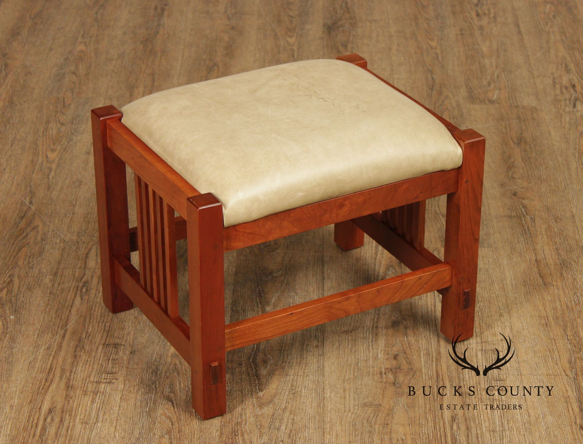 Stickley Mission Collection Cherry Bent Arm Morris Chair and Ottoman