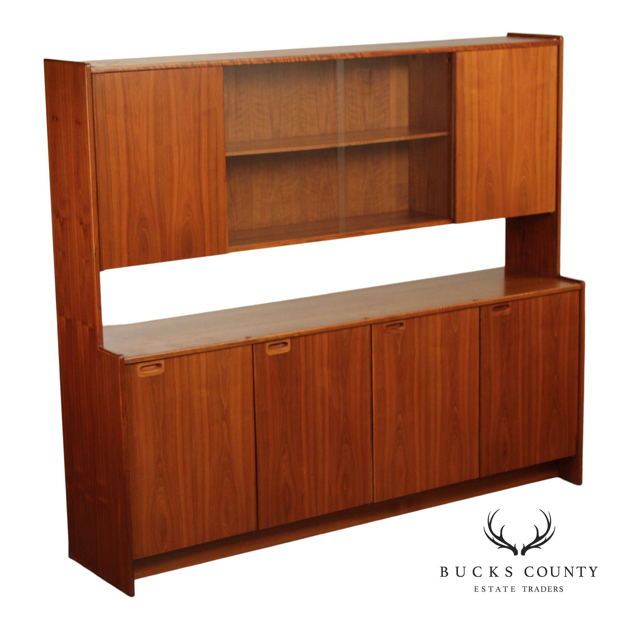 Mid-Century Danish Modern Teak Credenza With Hutch