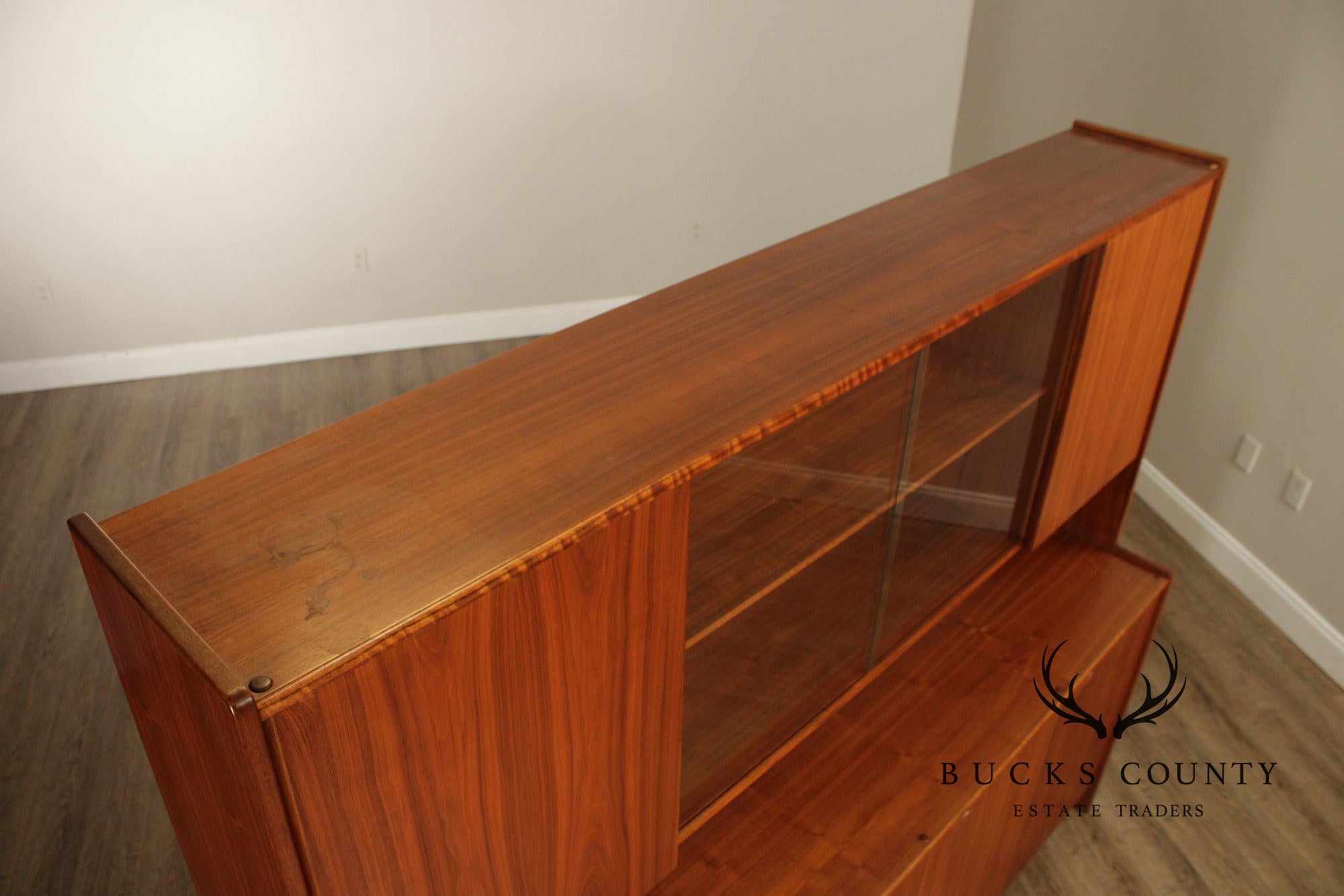 Mid-Century Danish Modern Teak Credenza With Hutch