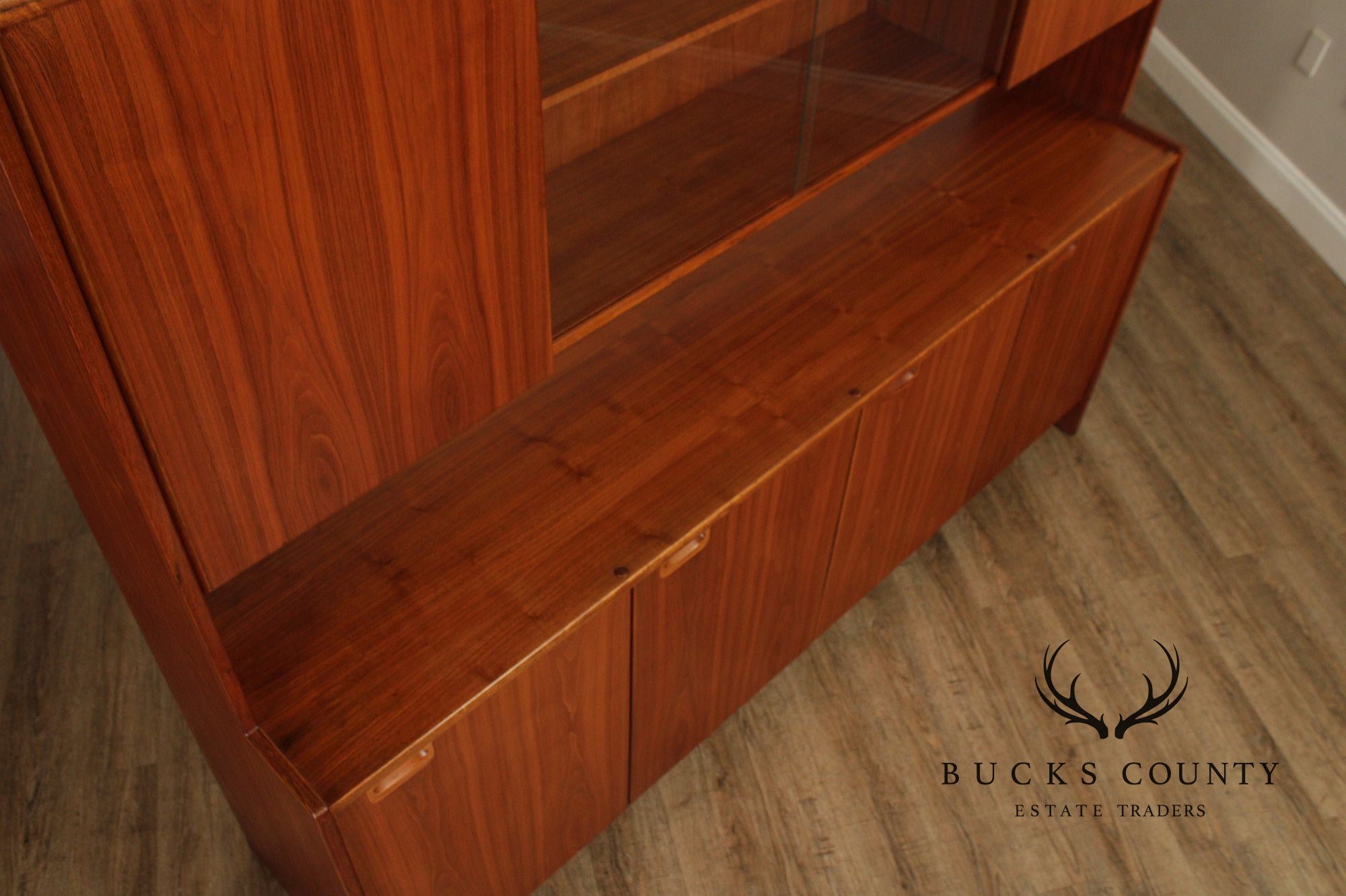 Mid-Century Danish Modern Teak Credenza With Hutch