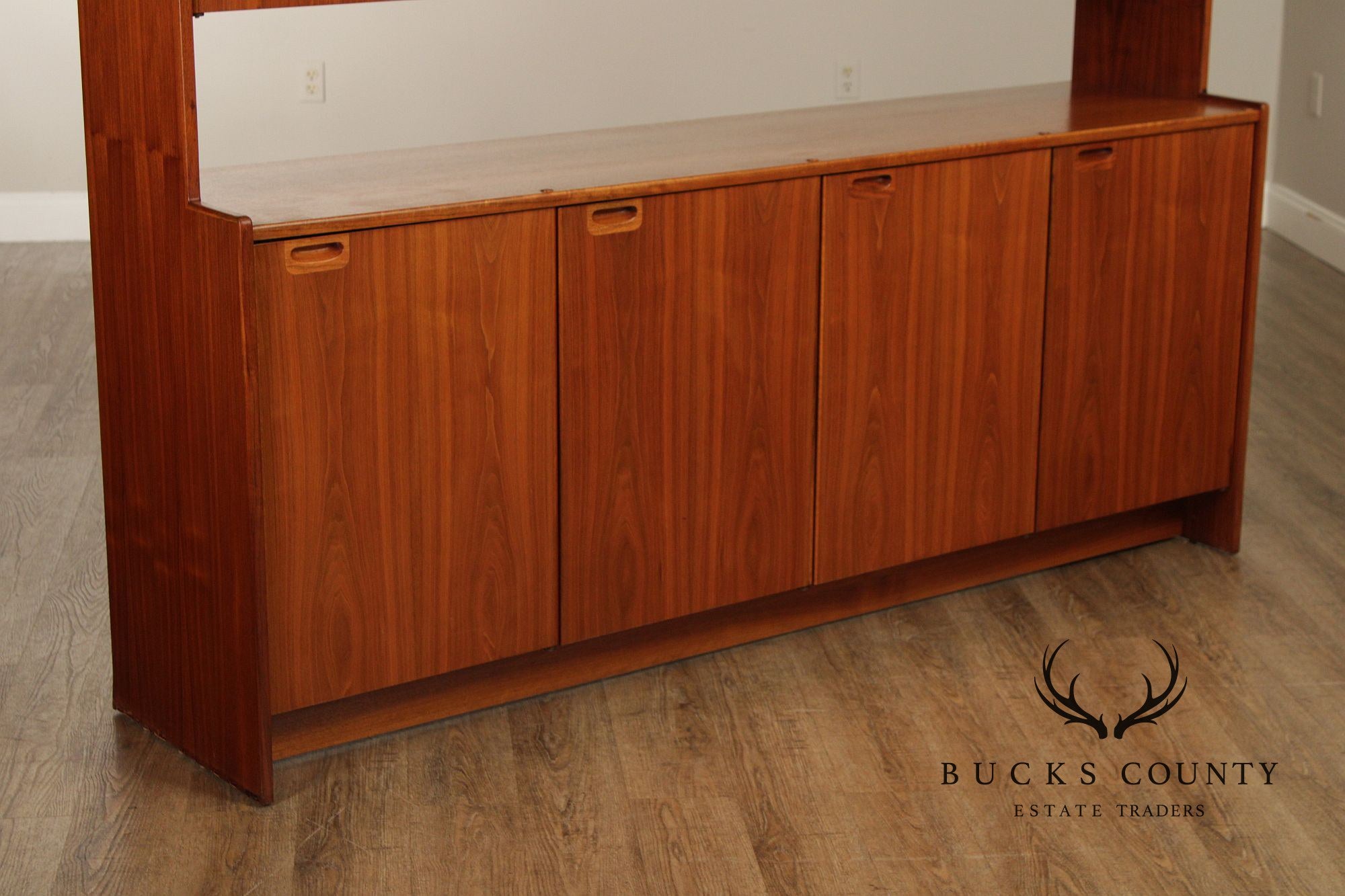 Mid-Century Danish Modern Teak Credenza With Hutch
