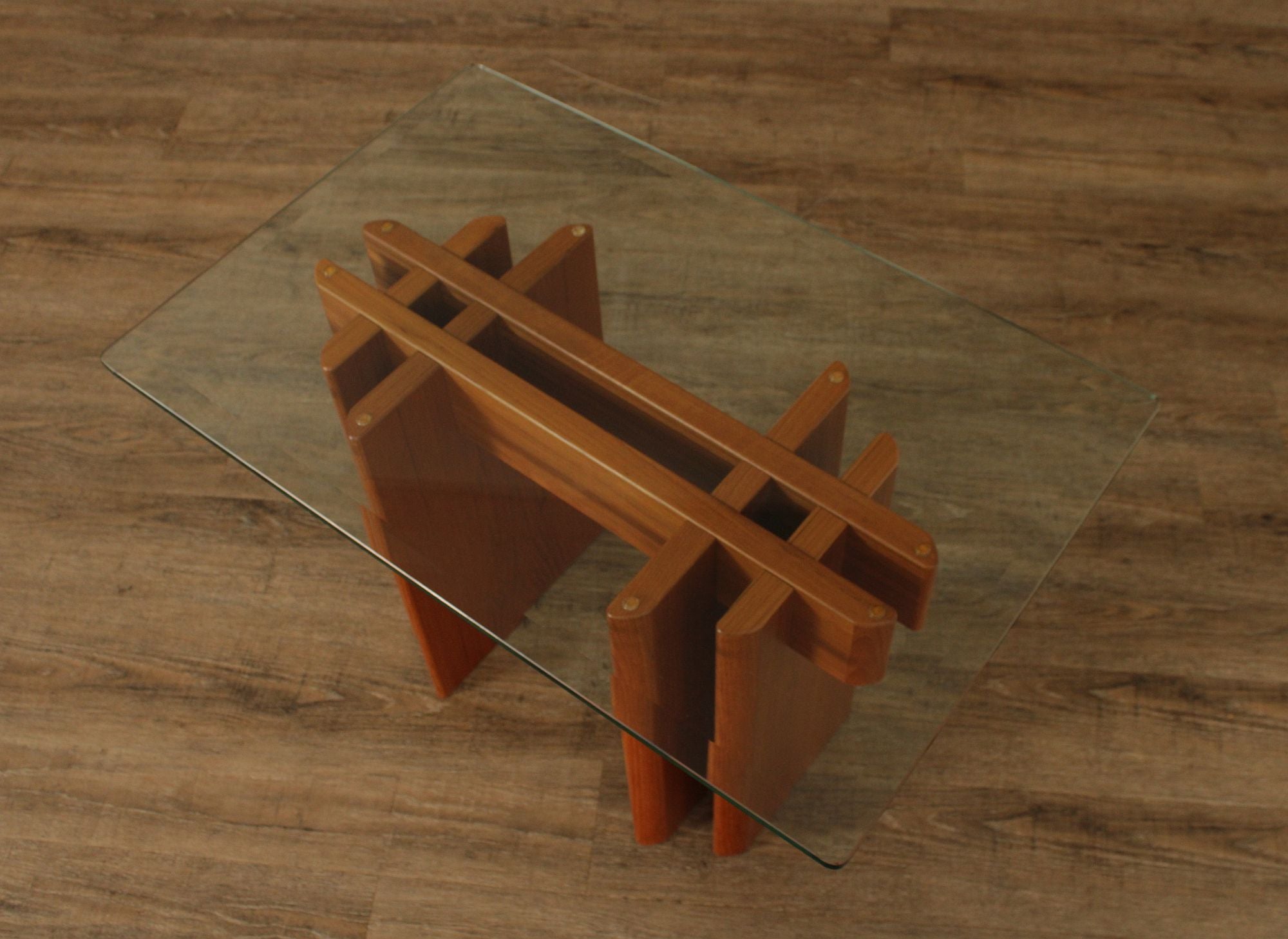 Danish Modern Glass Top Teak End Table