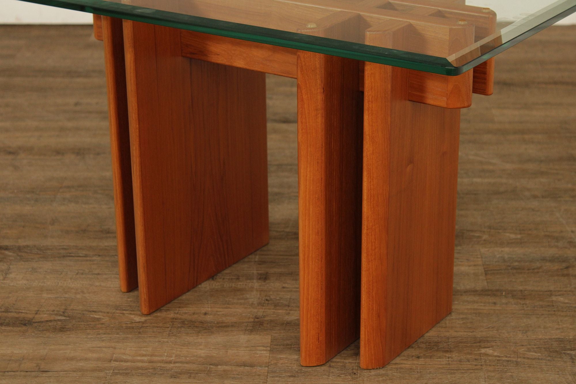 Danish Modern Glass Top Teak End Table