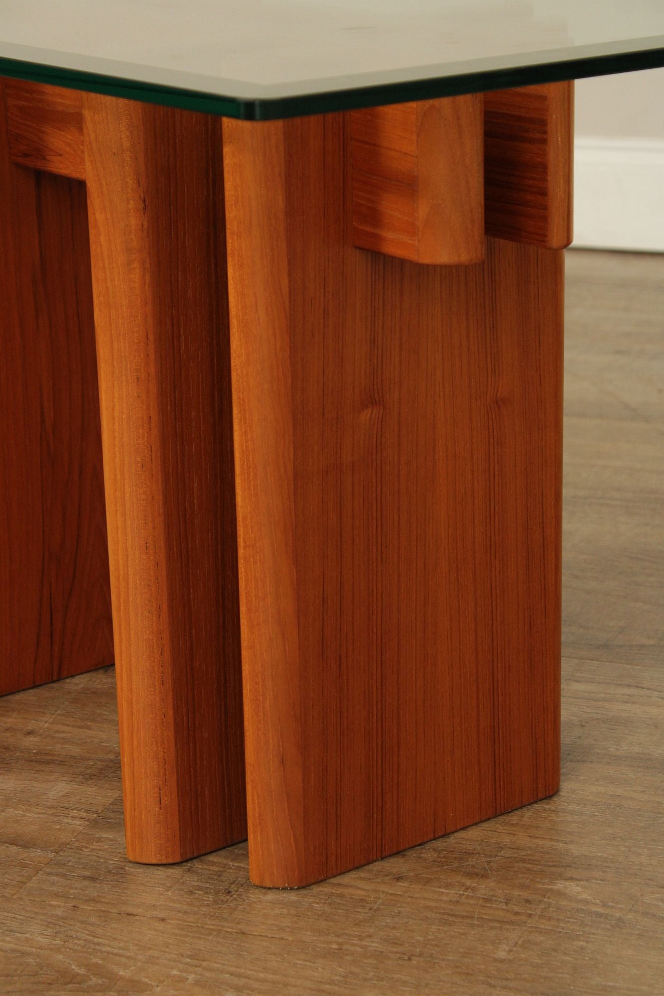 Danish Modern Glass Top Teak End Table