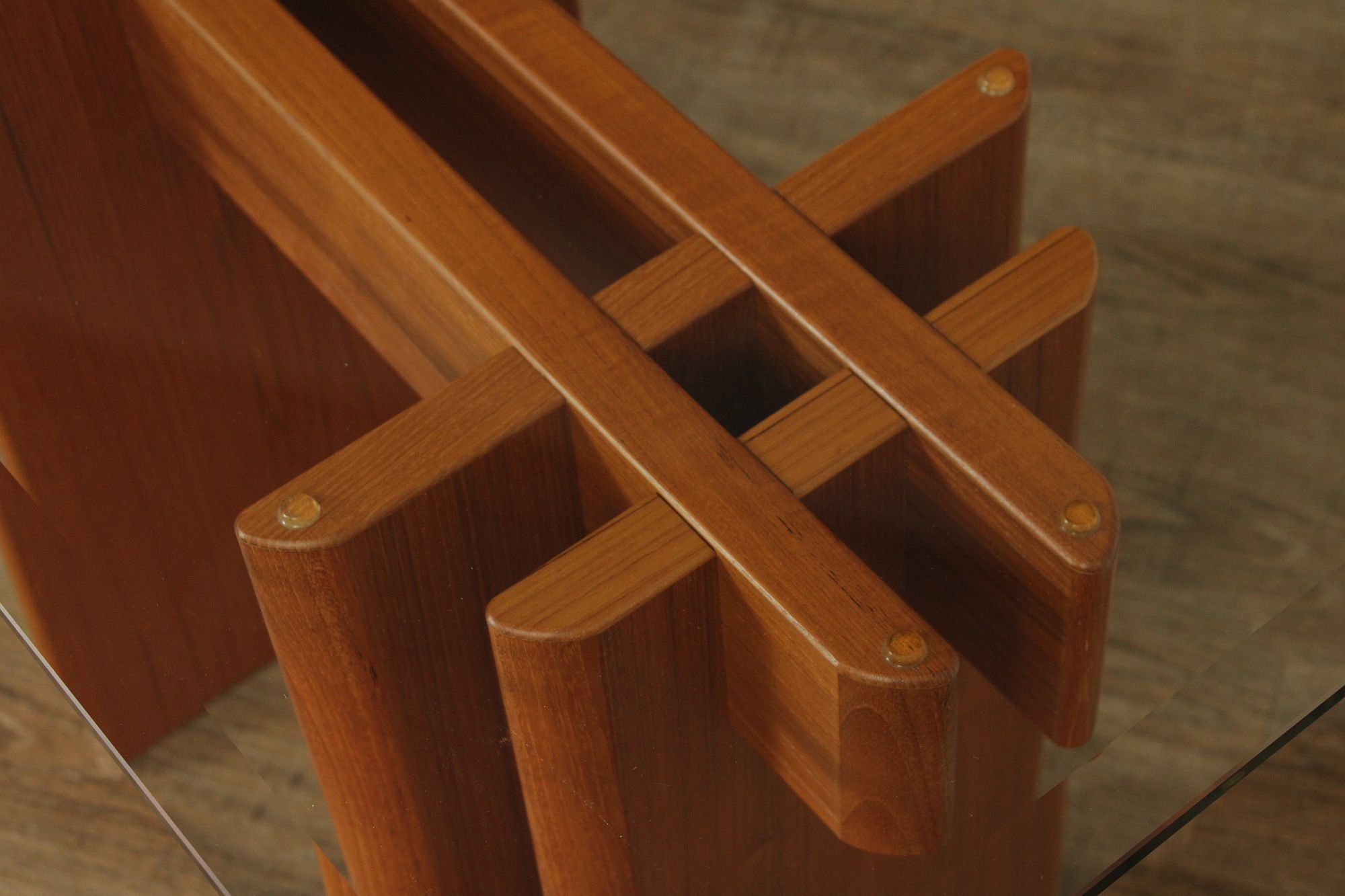 Danish Modern Glass Top Teak End Table